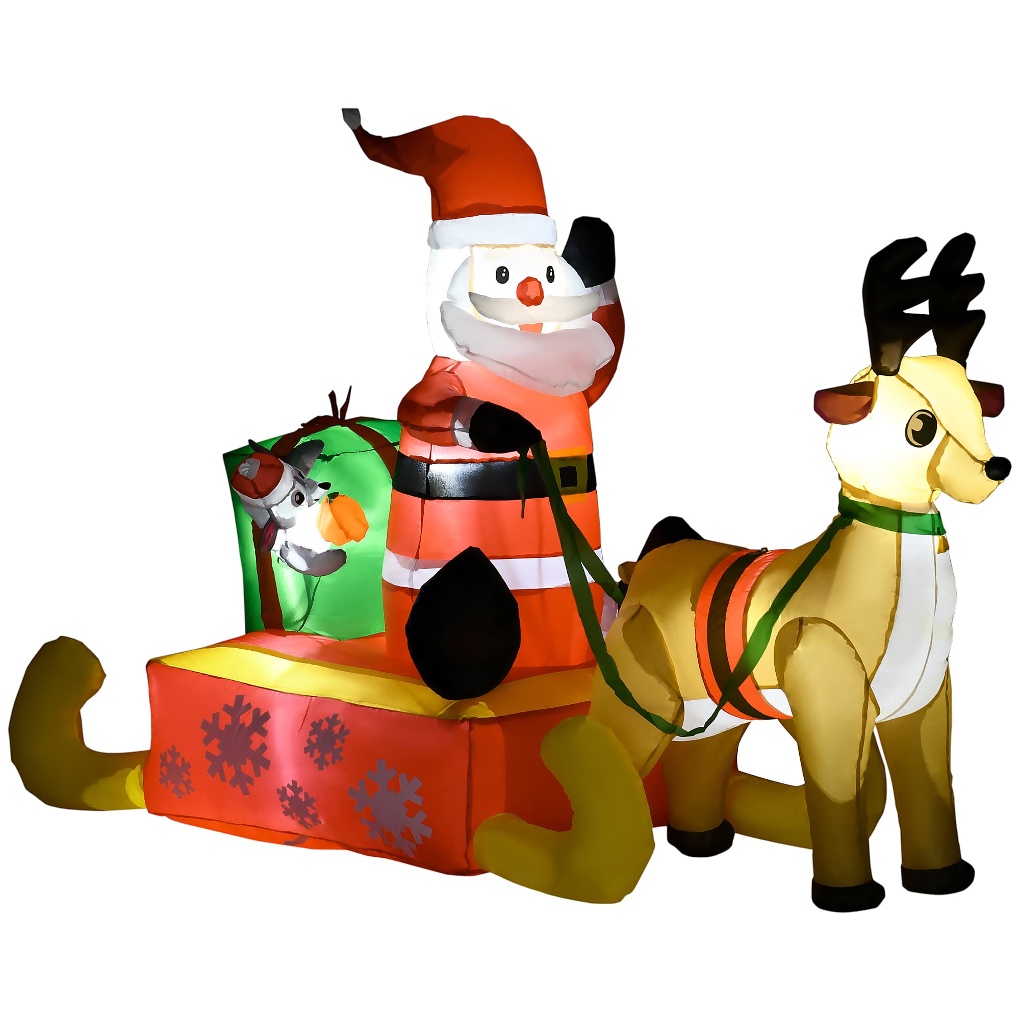 HOMCOM Inflatable Santa, Polyester, 122H cm-Multicolour | Aosom UK