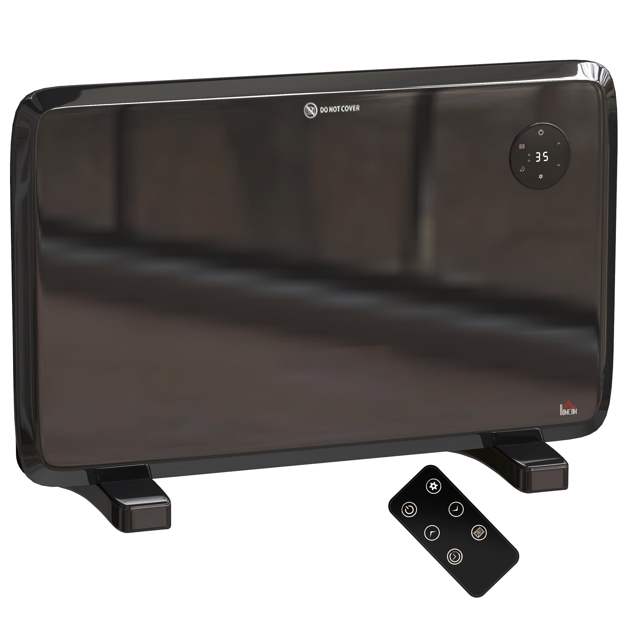 HOMCOM 1200W Freestand/On-Wall Electric Convector Heater with 5-35℃ Adjustable Thermostat, Overheat protection, Black | Aosom UK