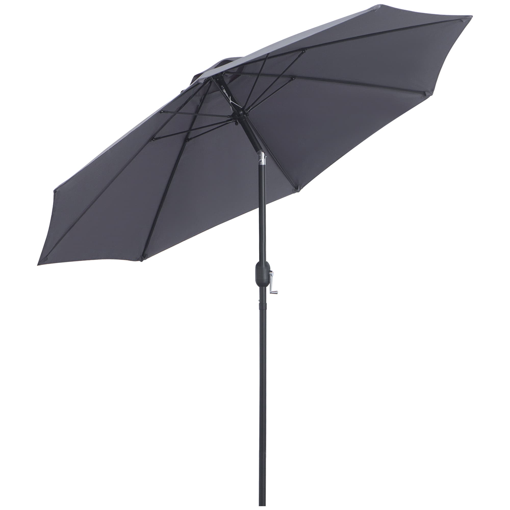 Outsunny Garden Parasol, 2.7M Patio Sun Umbrella, Tilt Shade Shelter Canopy with Aluminium Frame, Charcoal Grey | Aosom UK