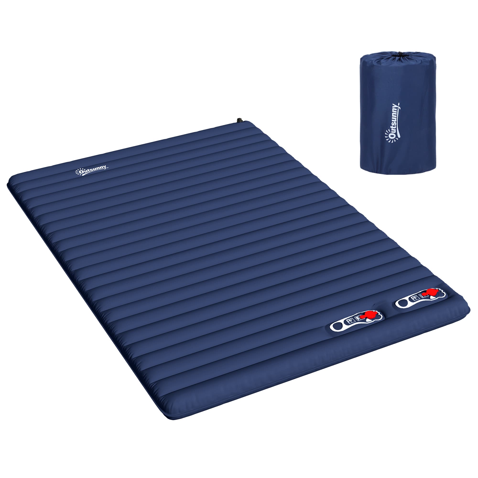 Outsunny Camping Mattress, Self-Inflating, Comfortable for 2/3 People, Durable PVC, Green