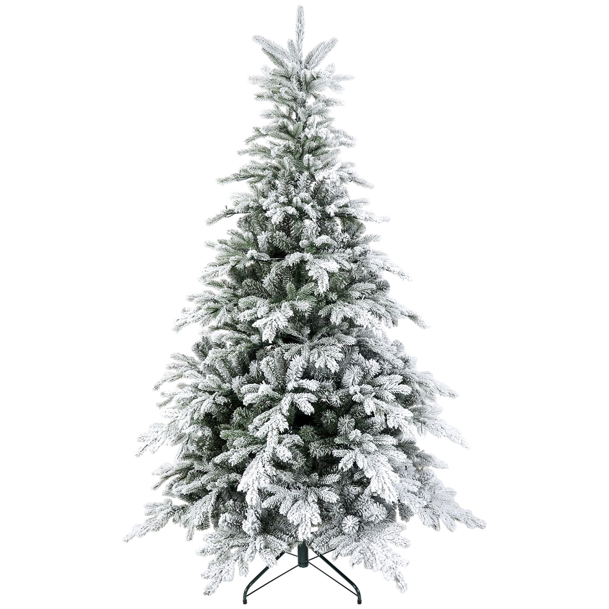 HOMCOM 5ft Prelit Snow Flocked Artificial Christmas Tree with Warm White LED Light and 931 Tips, Metal Base, Snowy Realistic Xmas Tree | Aosom UK