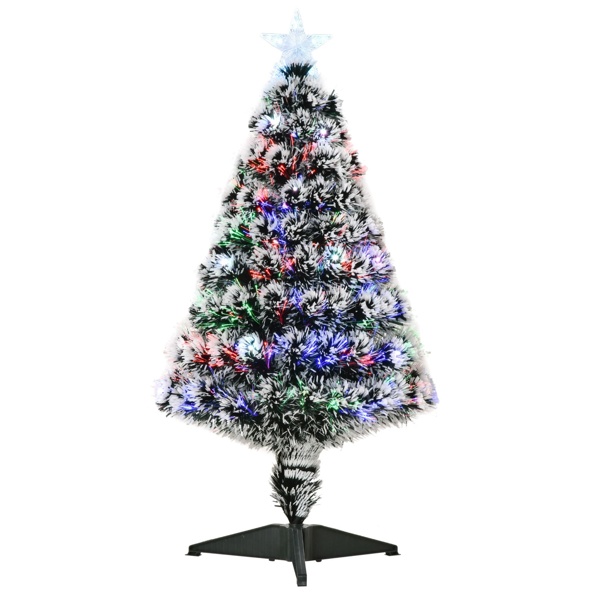 HOMCOM 3ft 90cm Green/White Artificial Christmas Tree W/ Prelit LED | Aosom UK
