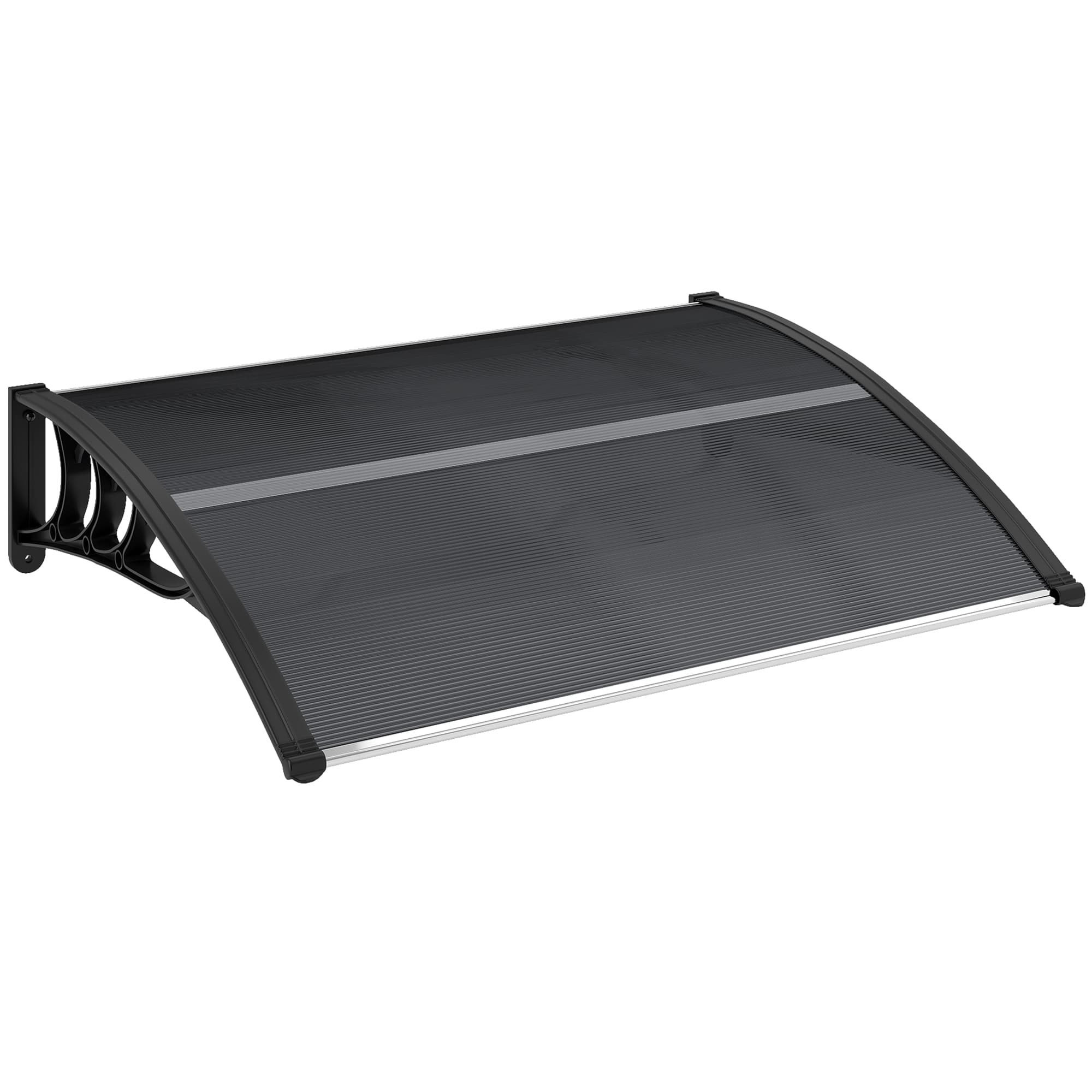 Outsunny Waterproof Outdoor Door Canopy Awning, Window Rain Shelter Cover, Front/Back Door Porch, Black, 100 x 80cm | Aosom UK