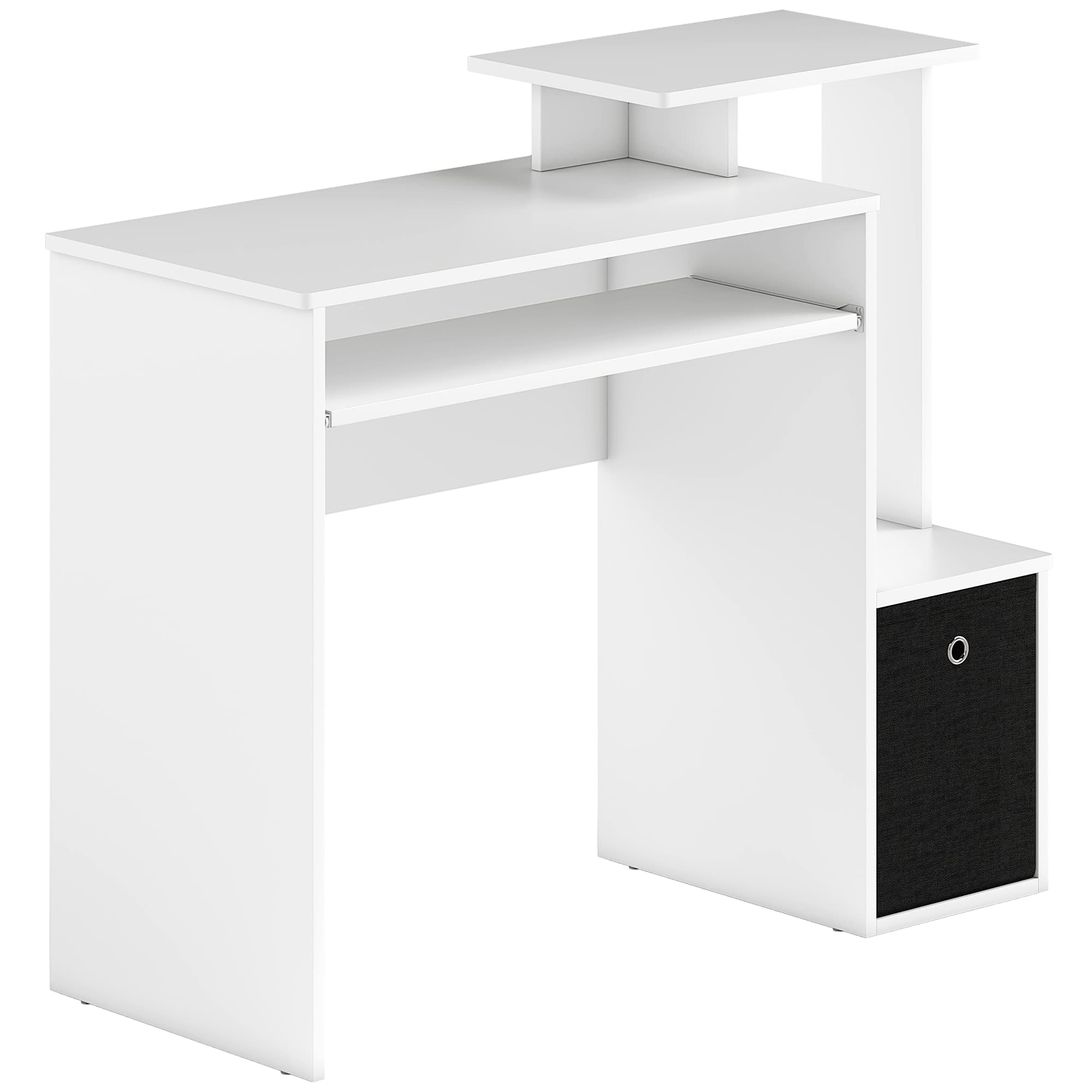HOMCOM Compact Small Computer PC Desk with Sliding Keyboard Tray Storage Drawer Shelf Home Office Workstation Gaming Study White | Aosom UK