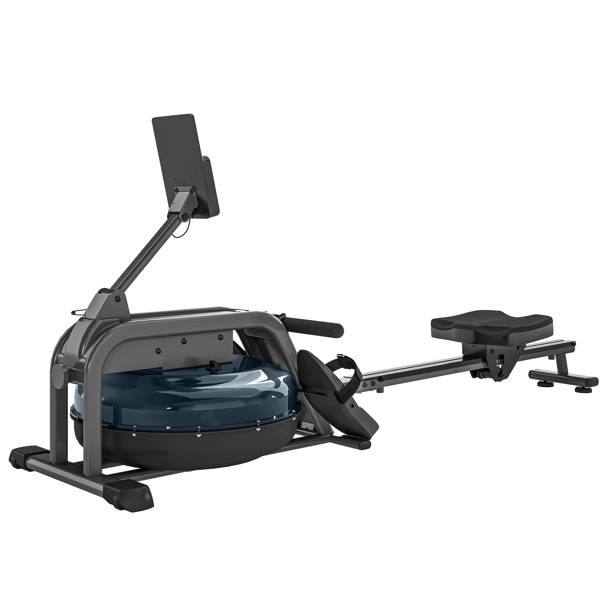SPORTNOW Water Rowing Machine, Rowing Machines for Home Gym with Adjustable Resistance, Wheels, LCD Monitor and Elevated Tablet Holder, Vertical Storage, for Cardio Training