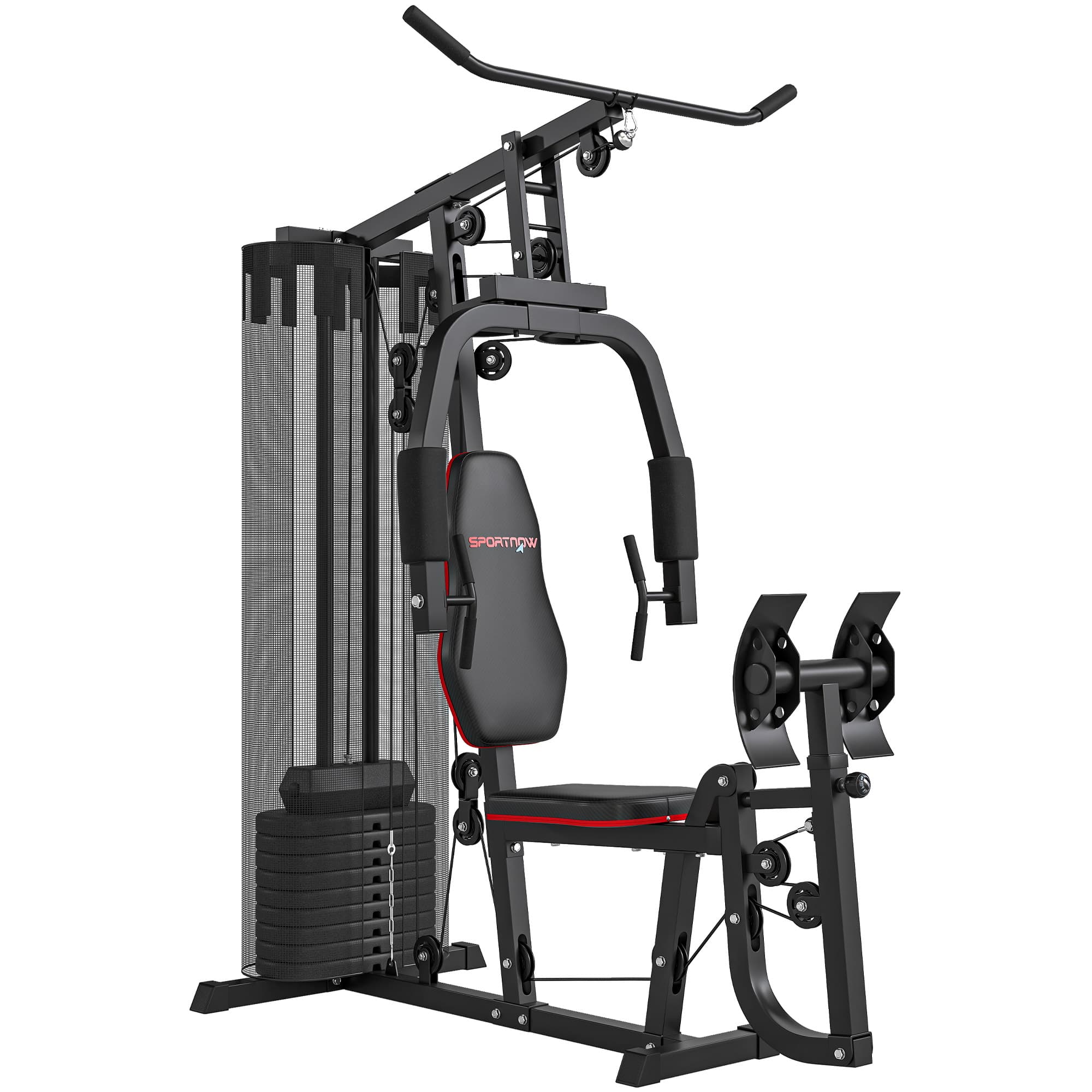 SPORTNOW Weights Machine Multi Gym with 45kg Weight Stack, Compact Home Gym Leg Press Machine for Full Body Training | Aosom UK