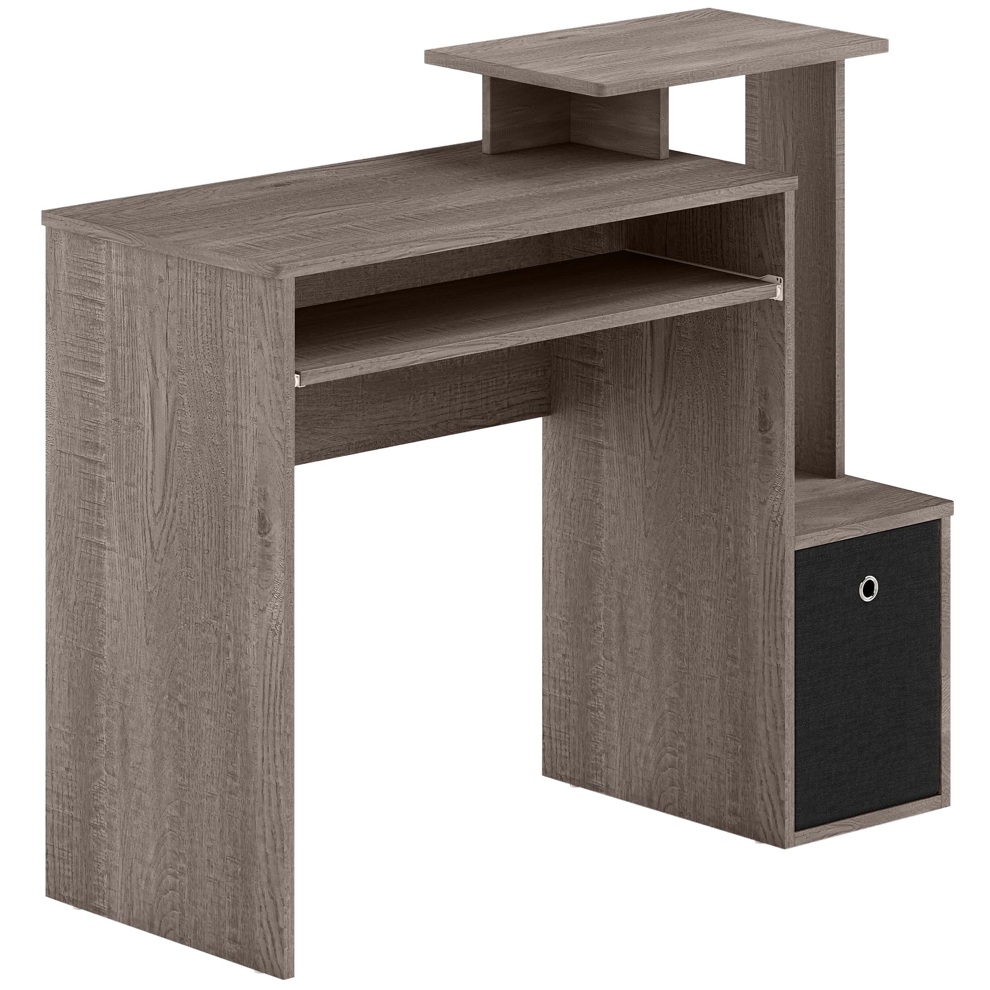 HOMCOM Computer Table with Sliding Keyboard Tray, Storage Drawer & Shelf, Home Office PC Desk, Computer Desk, Grey | Aosom UK