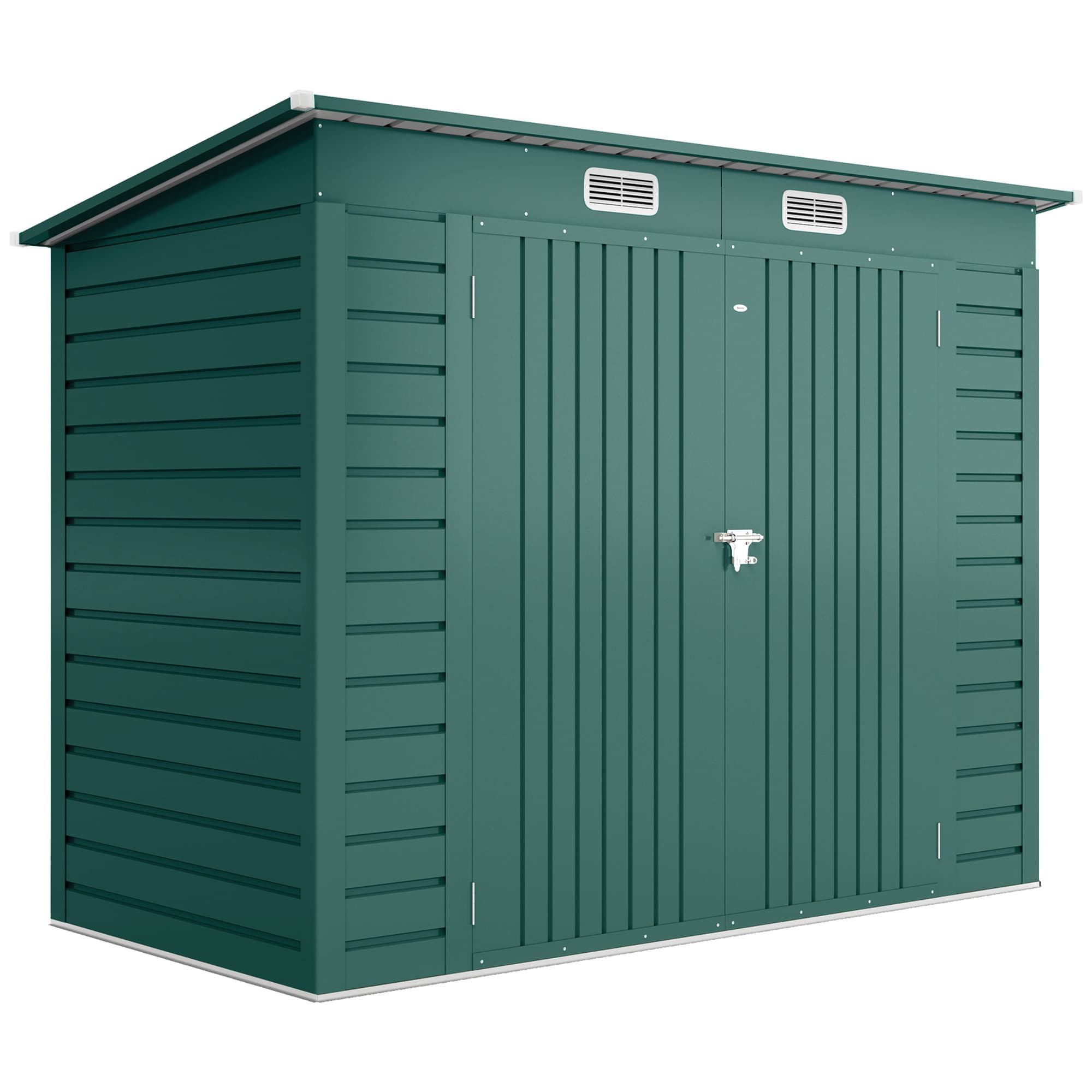 Outsunny 8x4 Shed Metal, Outdoor Shed with Double Doors and 2 Vents, Padlock and Keys Included, Green | Aosom UK