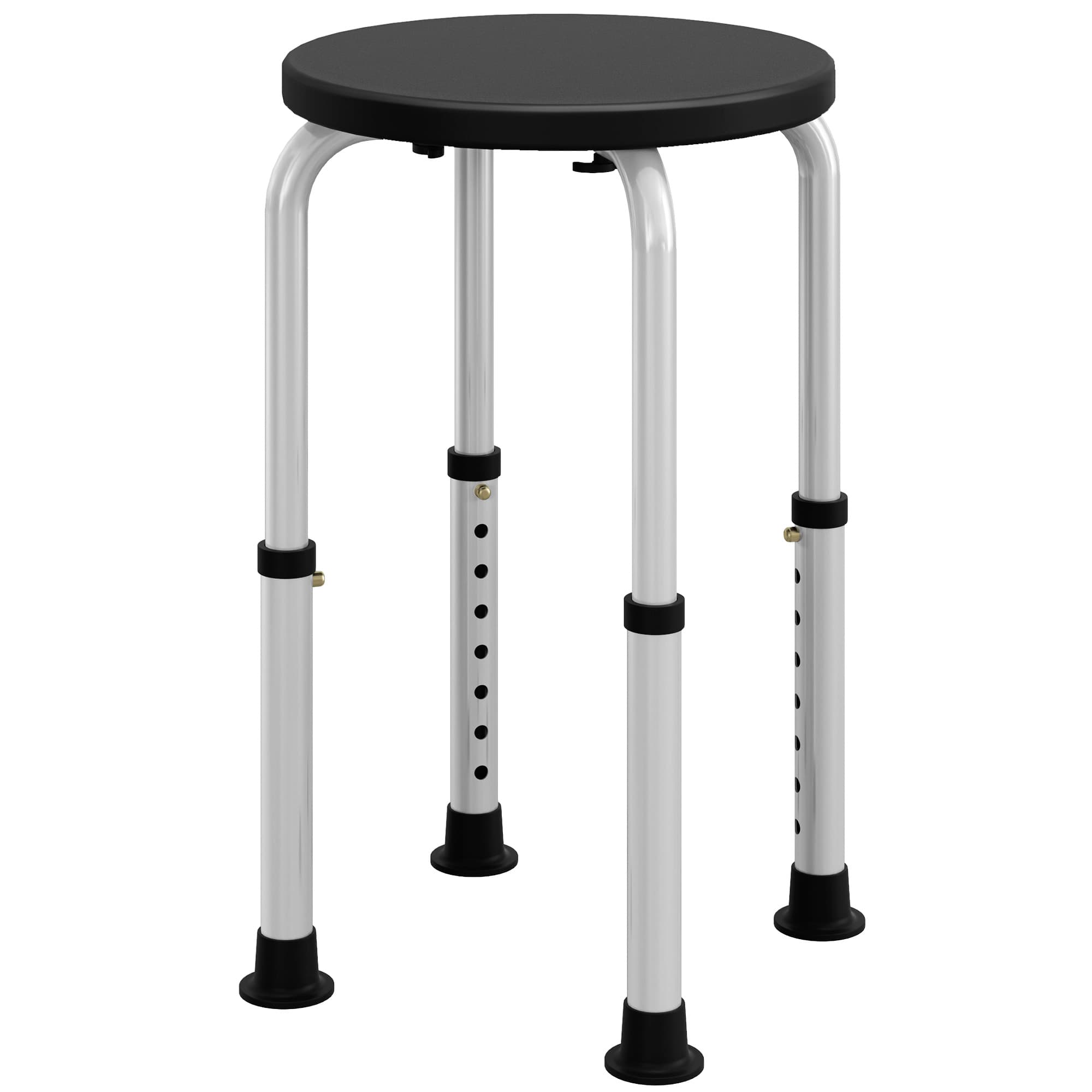 HOMCOM Shower Chair, Height Adjustable Aluminium Shower Stool with Non-Slip Feet, Black | Aosom UK