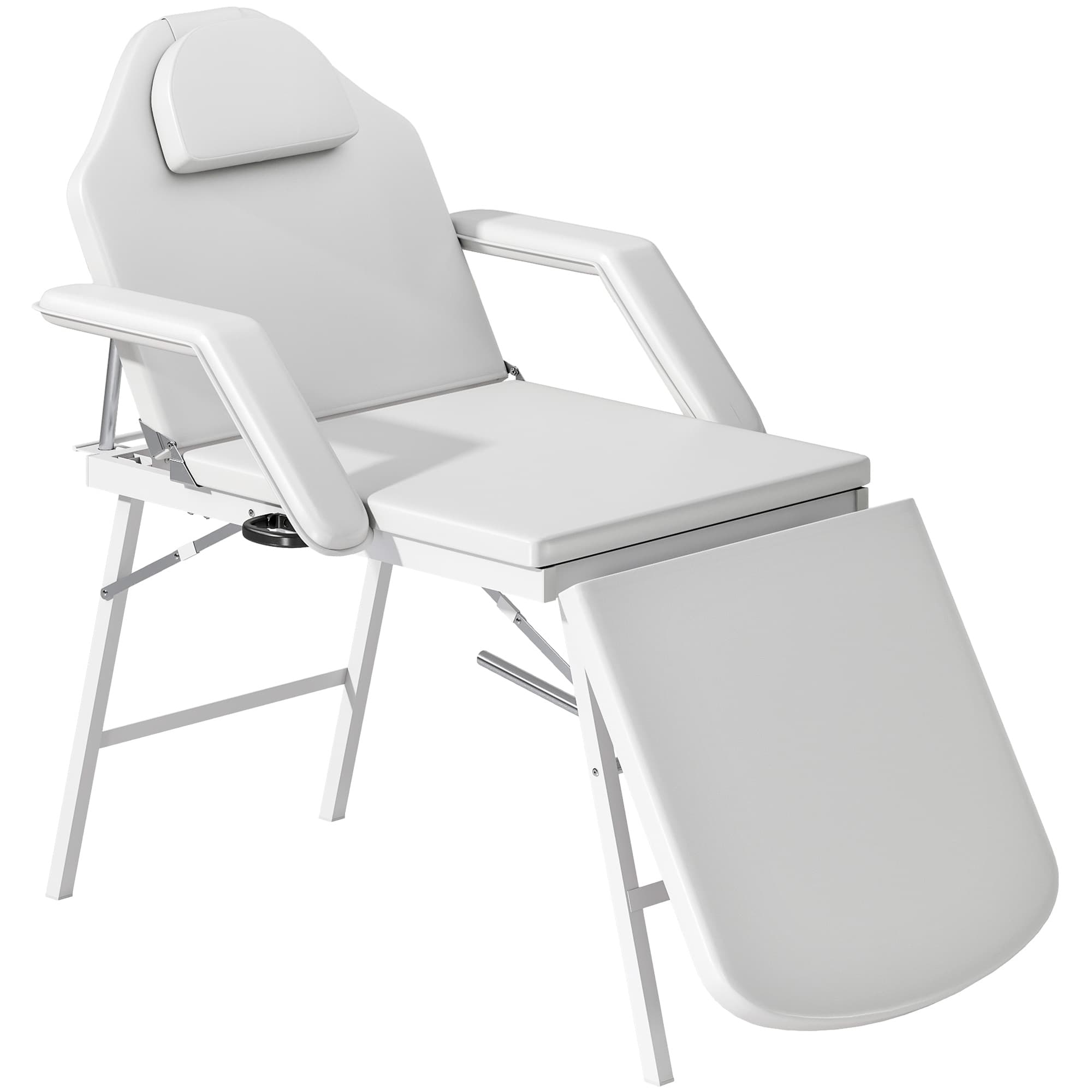 HOMCOM Portable Massage Table, 3 Section Adjustable Beauty Bed, Foldable Massage Bed with Face Hole, Removable Headrest and Armrests for Spa, Lash, Tattoo, White | Aosom UK