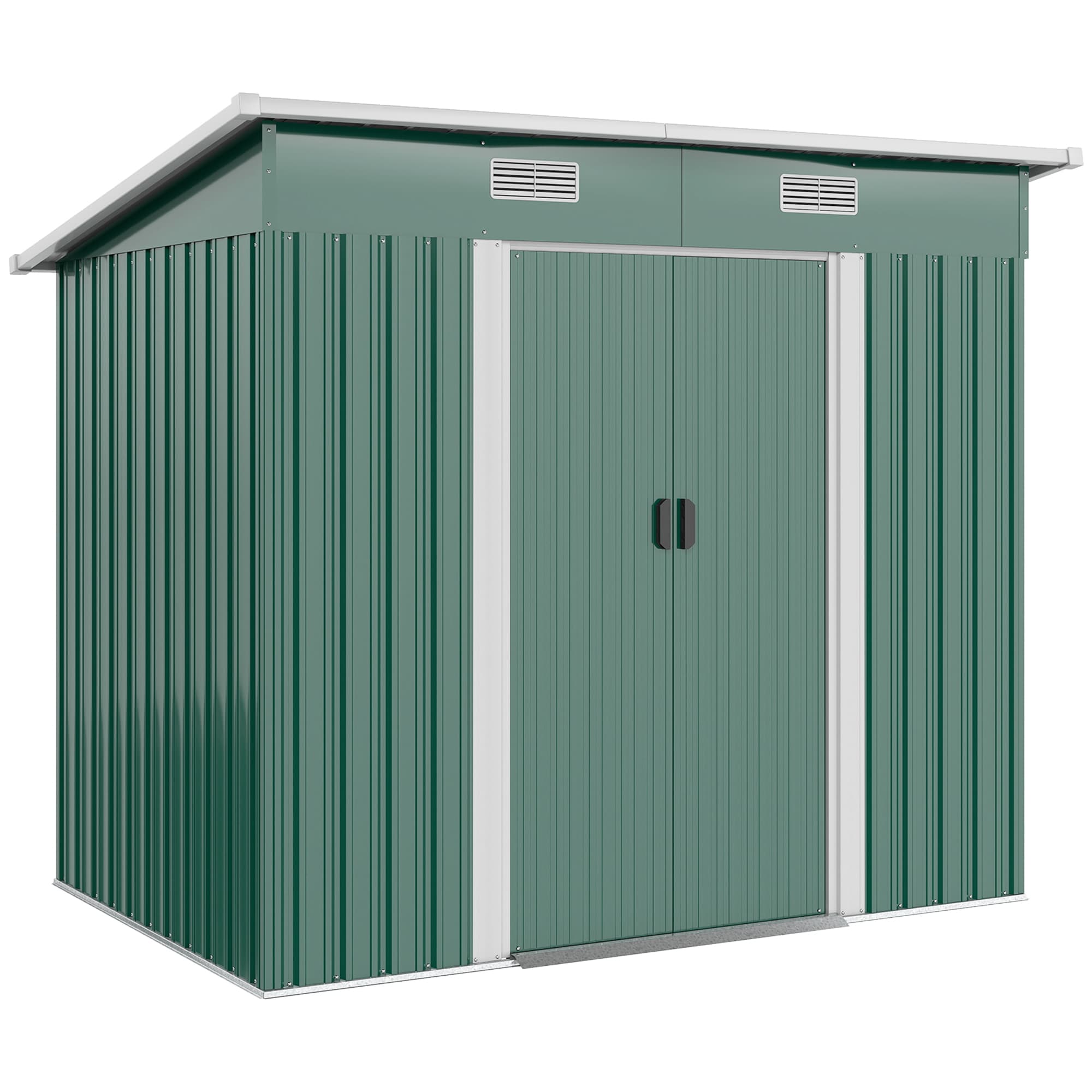 Outsunny 7 x 4 ft Tool Shed, Bike Storage Shed with Sliding door and Air vents, Tool Storage Box for Backyard, Patio and Lawn, Green | Aosom UK