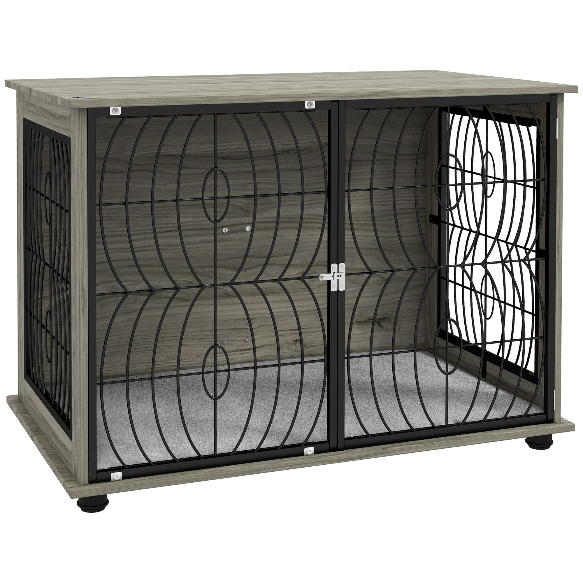 PawHut 37" Indoor Dog Crate Furniture End Table w/ Plush Washable Cushion, Lockable Door, for Large Size Dogs | Aosom UK