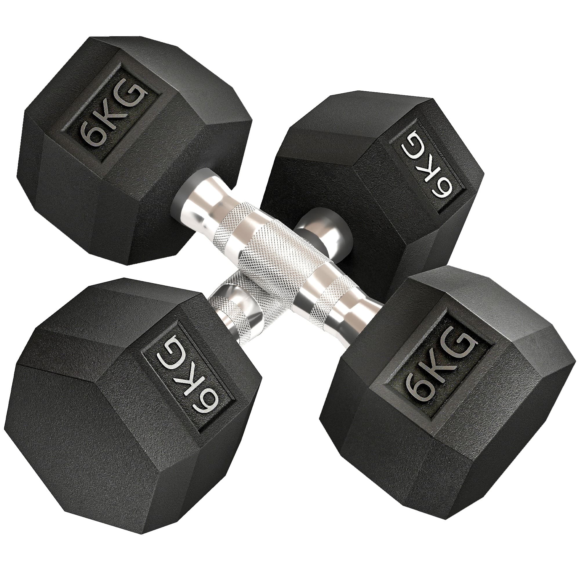 HOMCOM Hex Dumbbells Set Rubber Dumbbells Weight Lifting Equipment Fitness Home Gym | Aosom UK