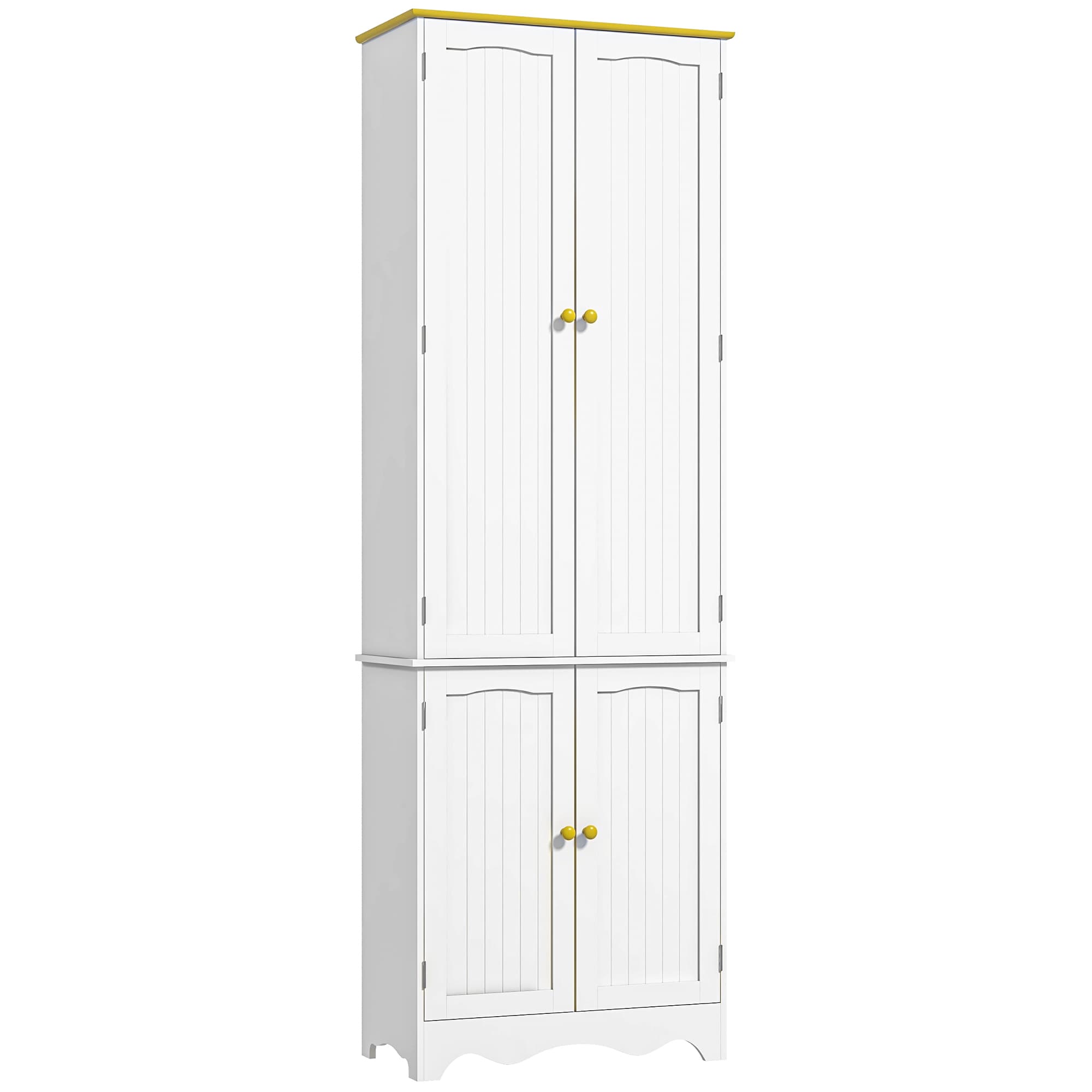 HOMCOM Freestanding 4-Door Kitchen Cupboard, Storage Cabinet Organizer with 4 Shelves,White