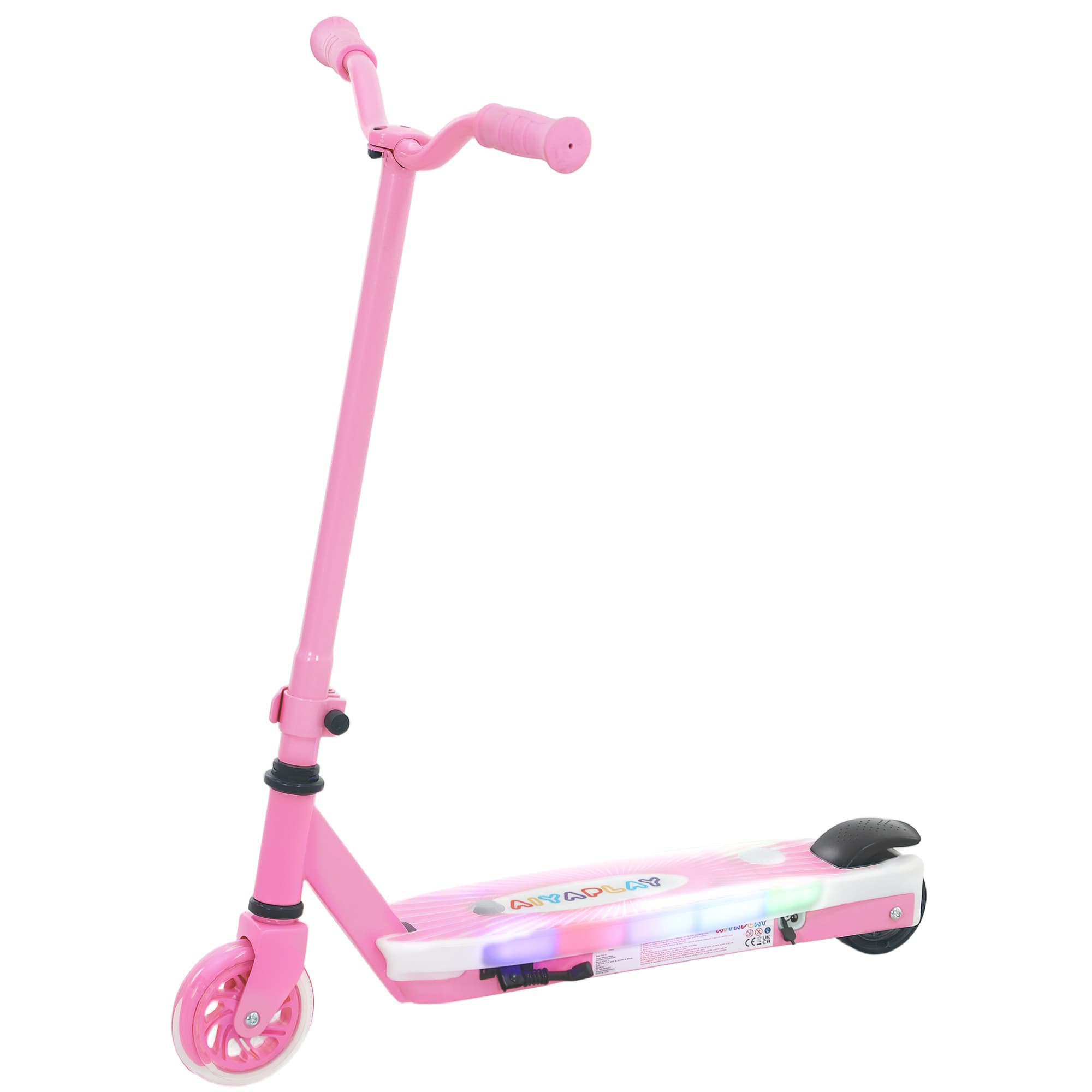 AIYAPLAY Electric Scooter for Kids Ages 4-7, with Auxiliary Rear Wheels, Flashing LED Light and Electric Brake, Kids Electric Scooter for Boys Girls, 6 KM/H & 8 KM, Pink