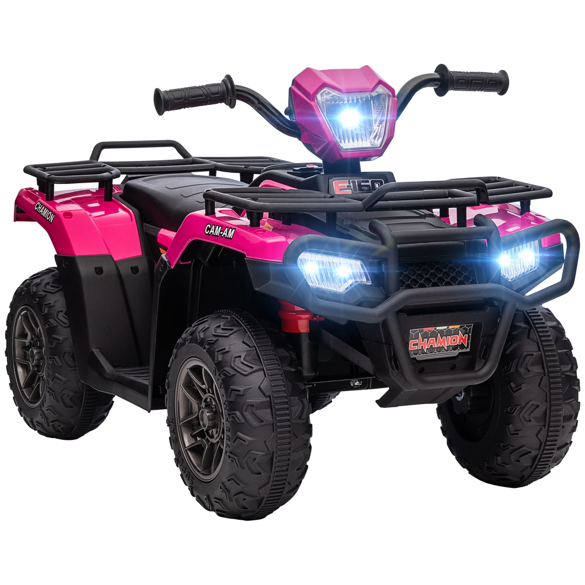 HOMCOM 12V Kids Quad Bike with Forward Reverse Functions, Ride On ATV with Music, LED Headlights, for Ages 3-5 Years - Pink | Aosom UK