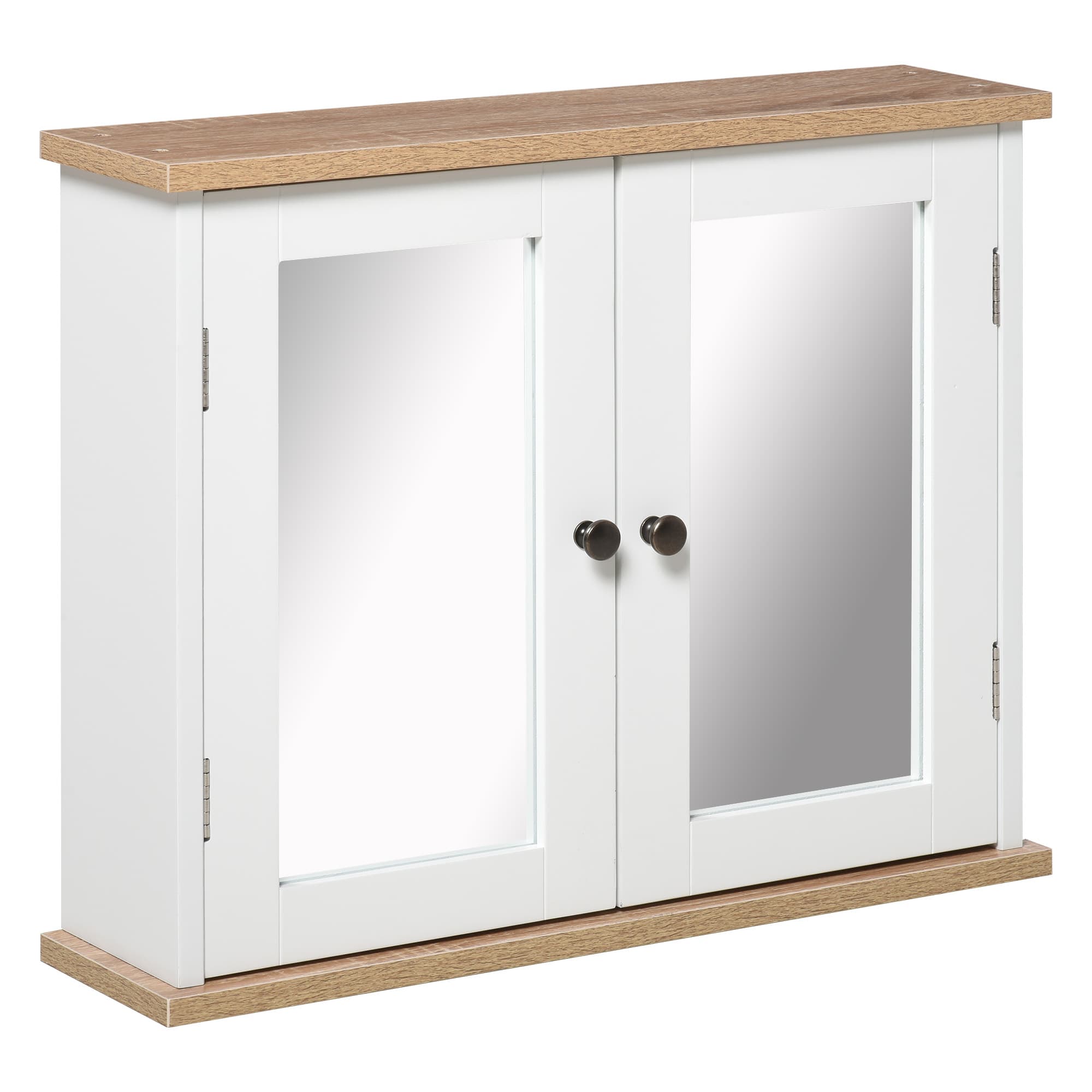 Kleankin Mirror Cabinet for Bathroom Mirror Cupboard Wall Mounted Storage Cupboard with Double Door and Adjustable Shelf, White
