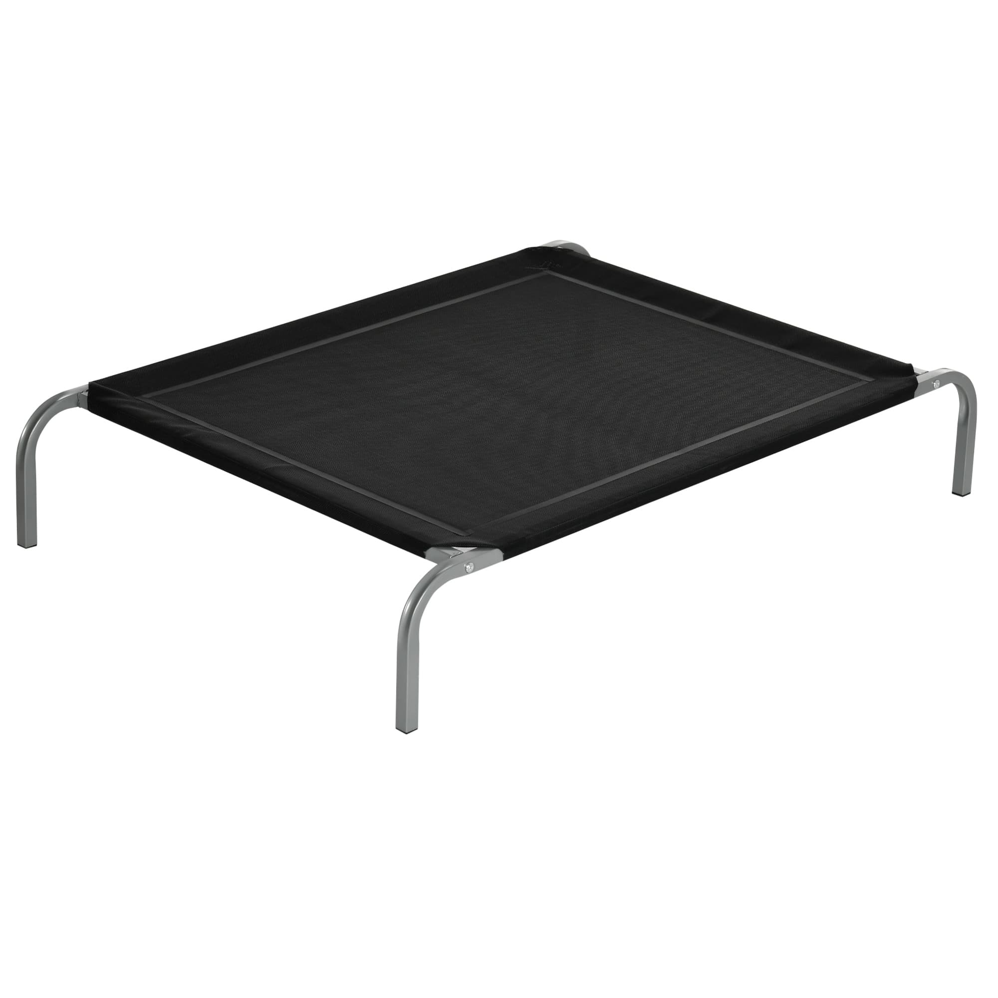 PawHut Cooling Elevated Pet Bed, Cot-Style for Large to Medium Dogs, Breathable Mesh Fabric with Non-slip Pads, 110 x 75 x 20 cm, Black | Aosom UK