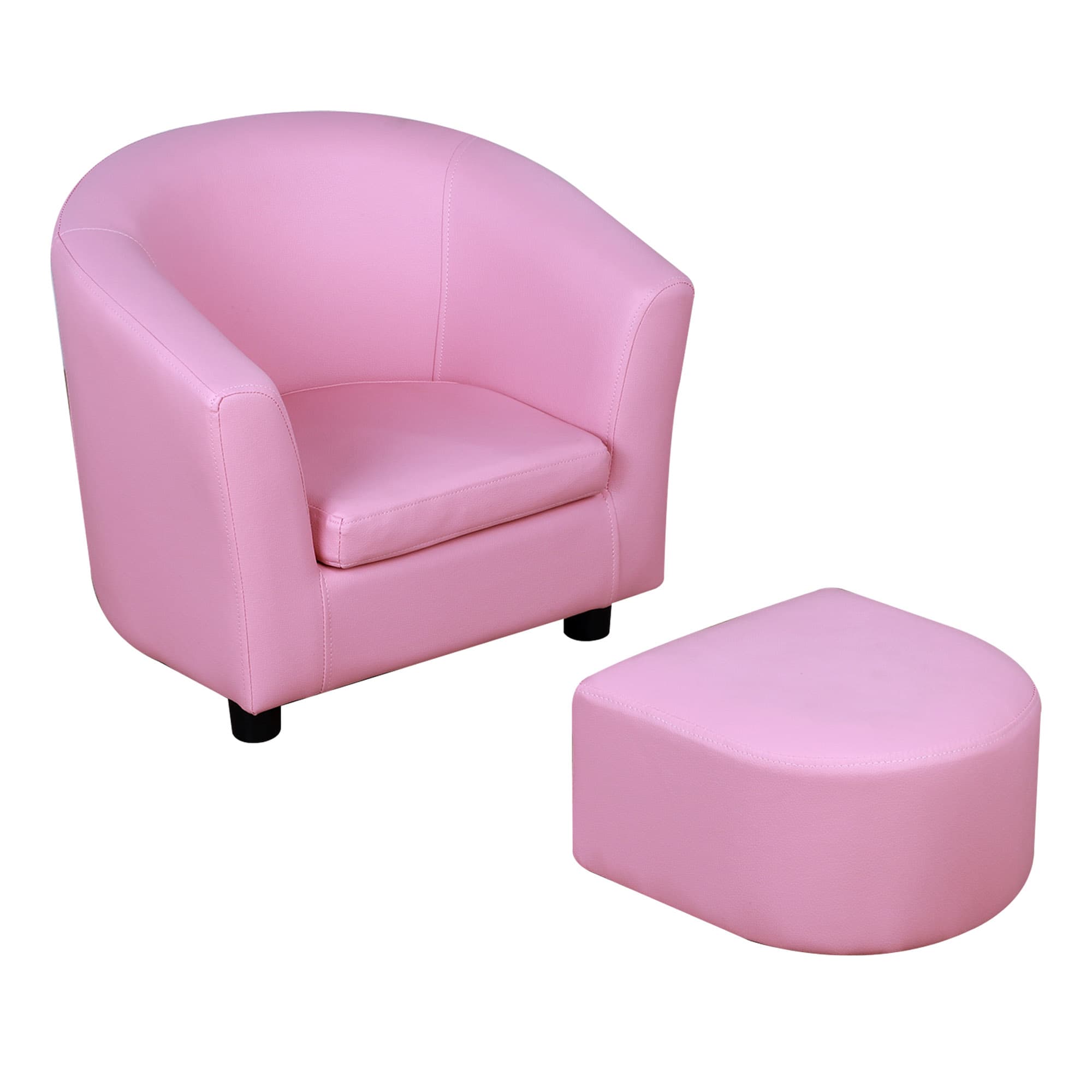 HOMCOM Children's Mini Sofa with Footstool, Thick Padding, Anti-slip Feet, 30 x 28 x 21cm, Pink | Aosom UK