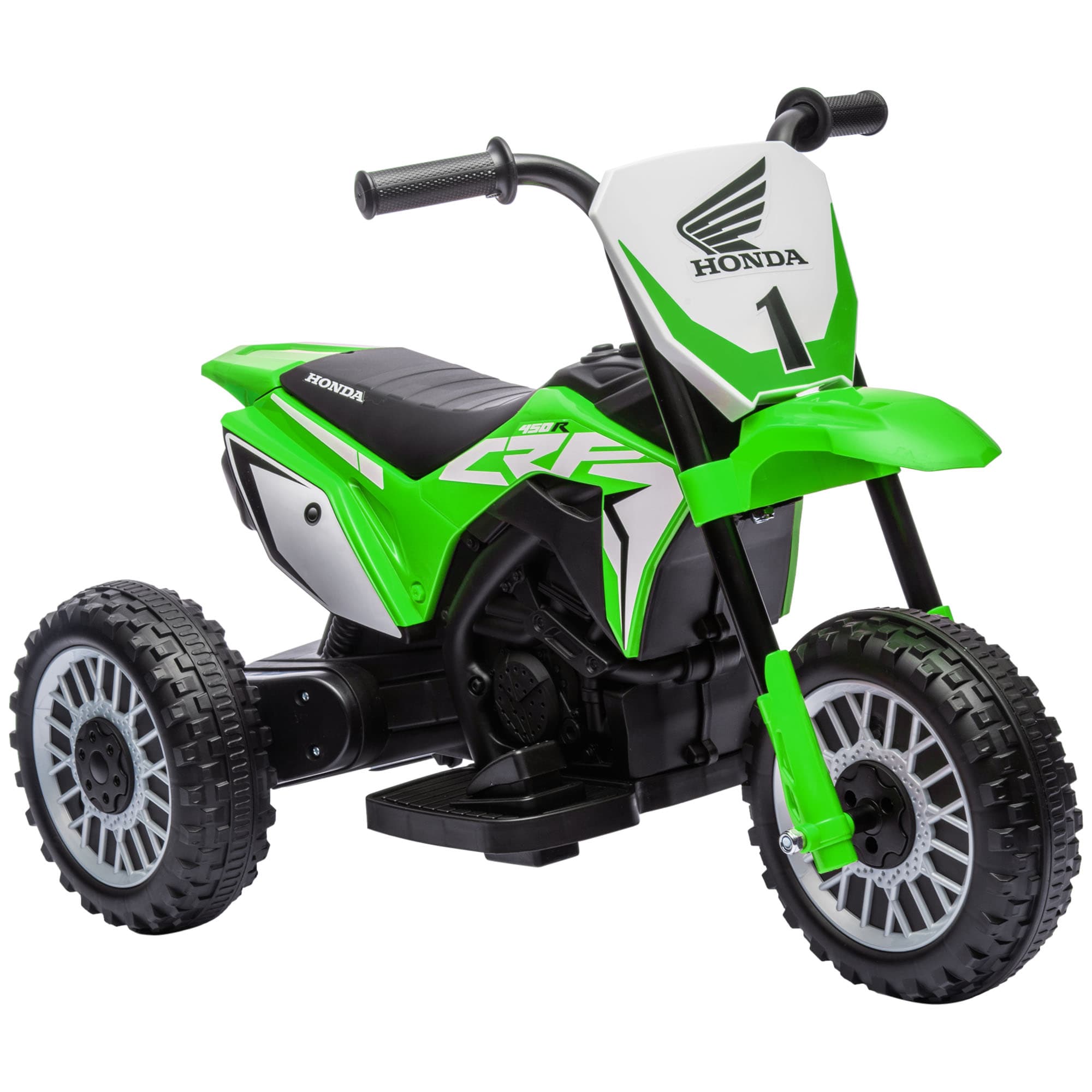 HOMCOM 6V Electric Motorbike for Toddlers, 3-Wheel Design, with Horn and Startup Sound, Vibrant Green | Aosom UK