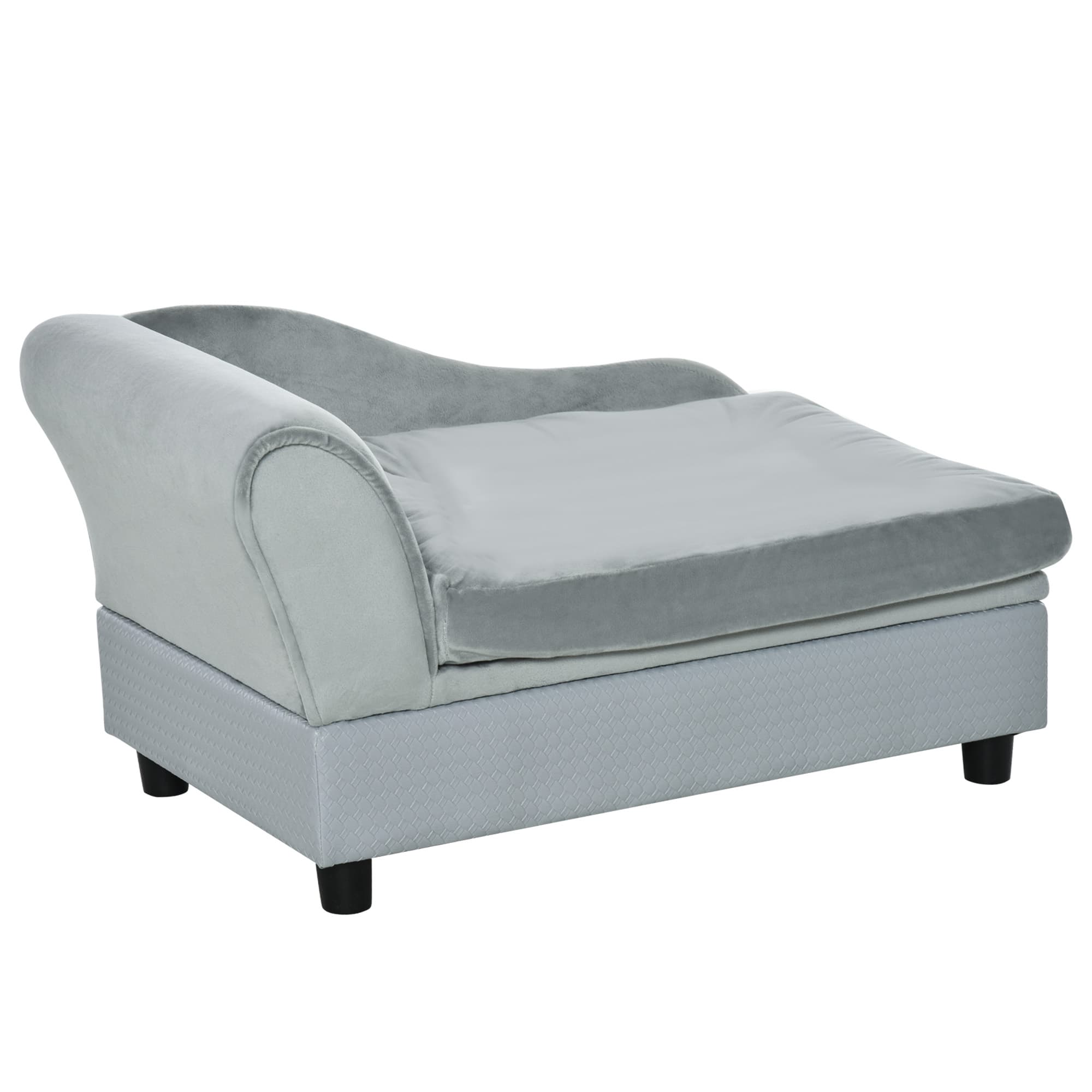 PawHut Pet Chair with Storage for Small Dogs, Cat Sofa with Soft Cushion, Light Blue, 76 x 45 x 41.5 cm | Aosom UK
