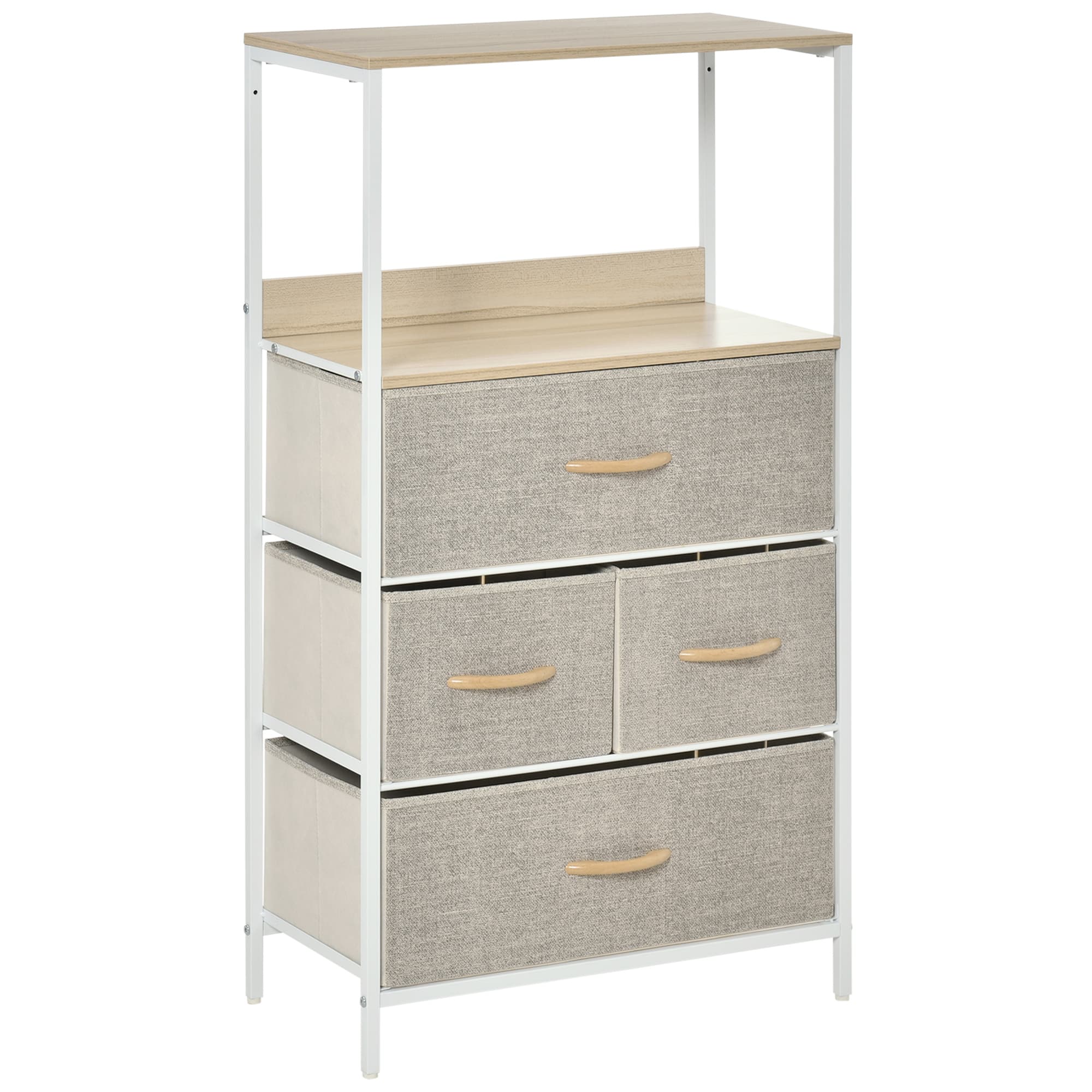 HOMCOM Modern Chest of Drawers with 4 Fabric Bins, Storage Unit for Bedroom or Living Room, White | Aosom UK