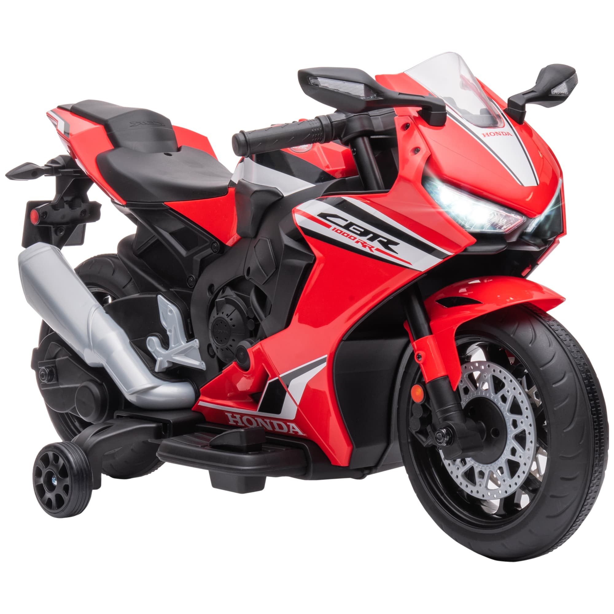 HOMCOM Electric Ride On Motorcycle with Headlights Music, 6V Battery Powered Kids Motorcycle Vehicle with Training Wheels, Play Toy Red | Aosom UK