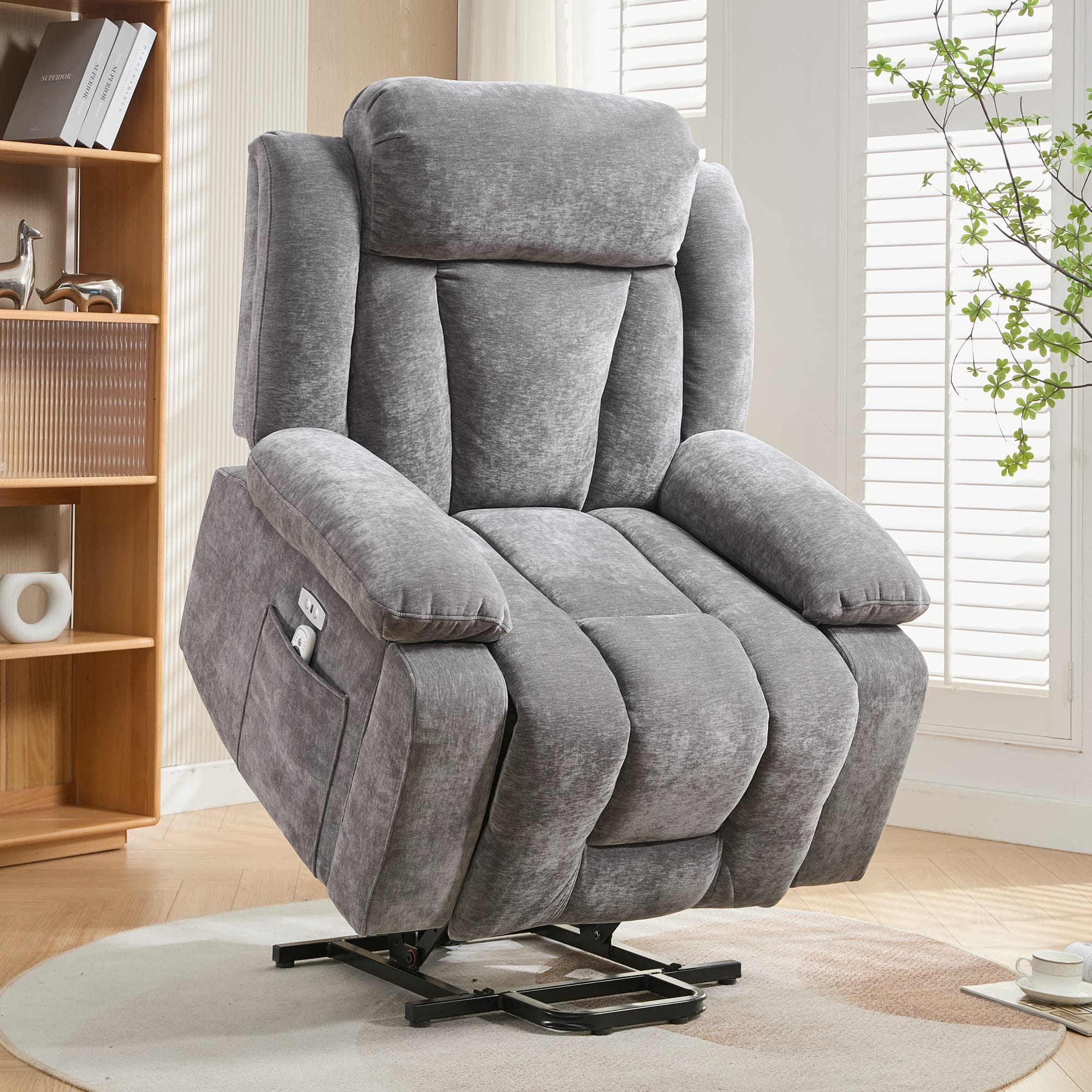 Electric Power Lift Recliner Chair with Heating, Built-in USB Charging Ports, Storage Pocket, Chic Massage Chair with Easy Assembly, Grey | Aosom UK