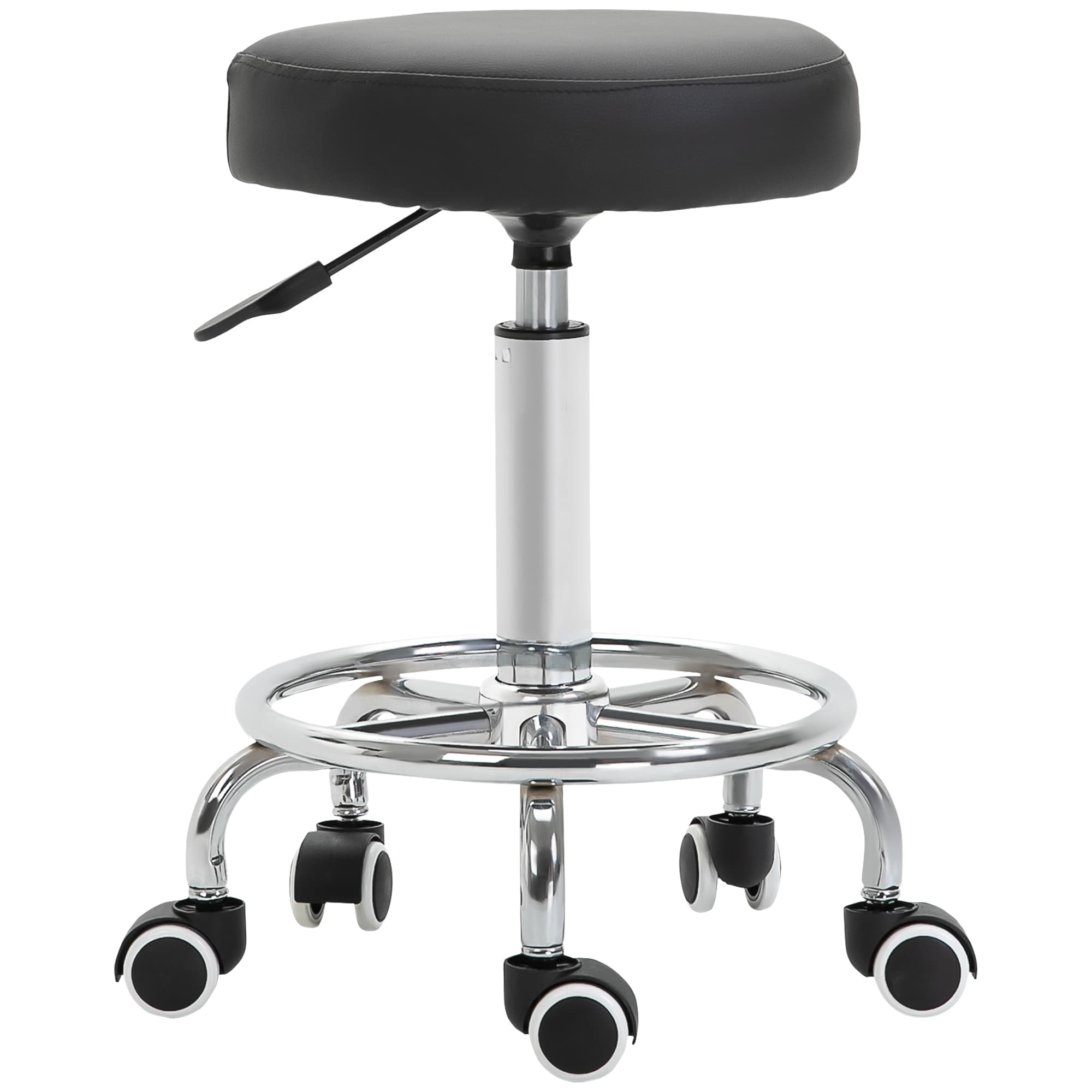 HOMCOM PU Leather Height Adjustable Swivel Salon Stool Black | Aosom UK