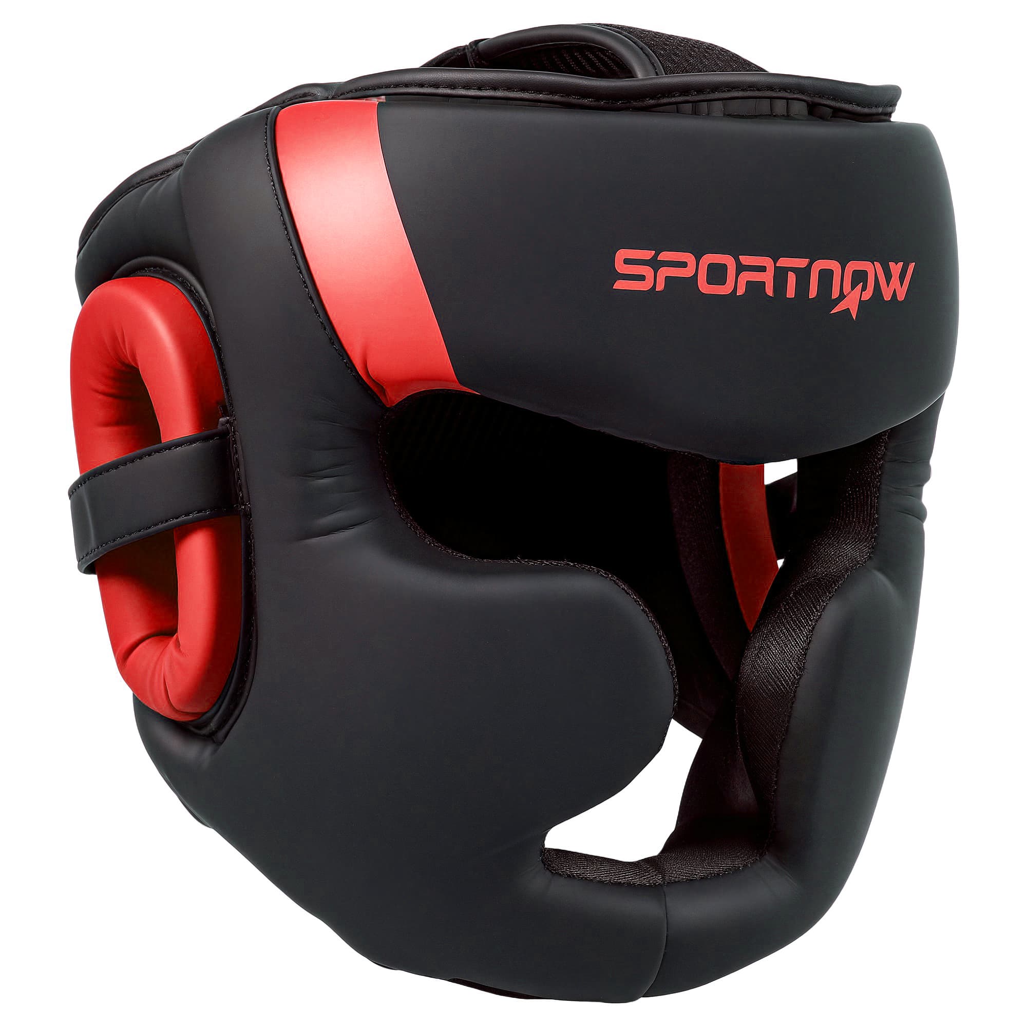 SPORTNOW Boxing Headguard, Boxing Headgear Helmet with Adjustable Strap for Full Face Protection for Kickboxing Sparring Martial Arts Karate, Red