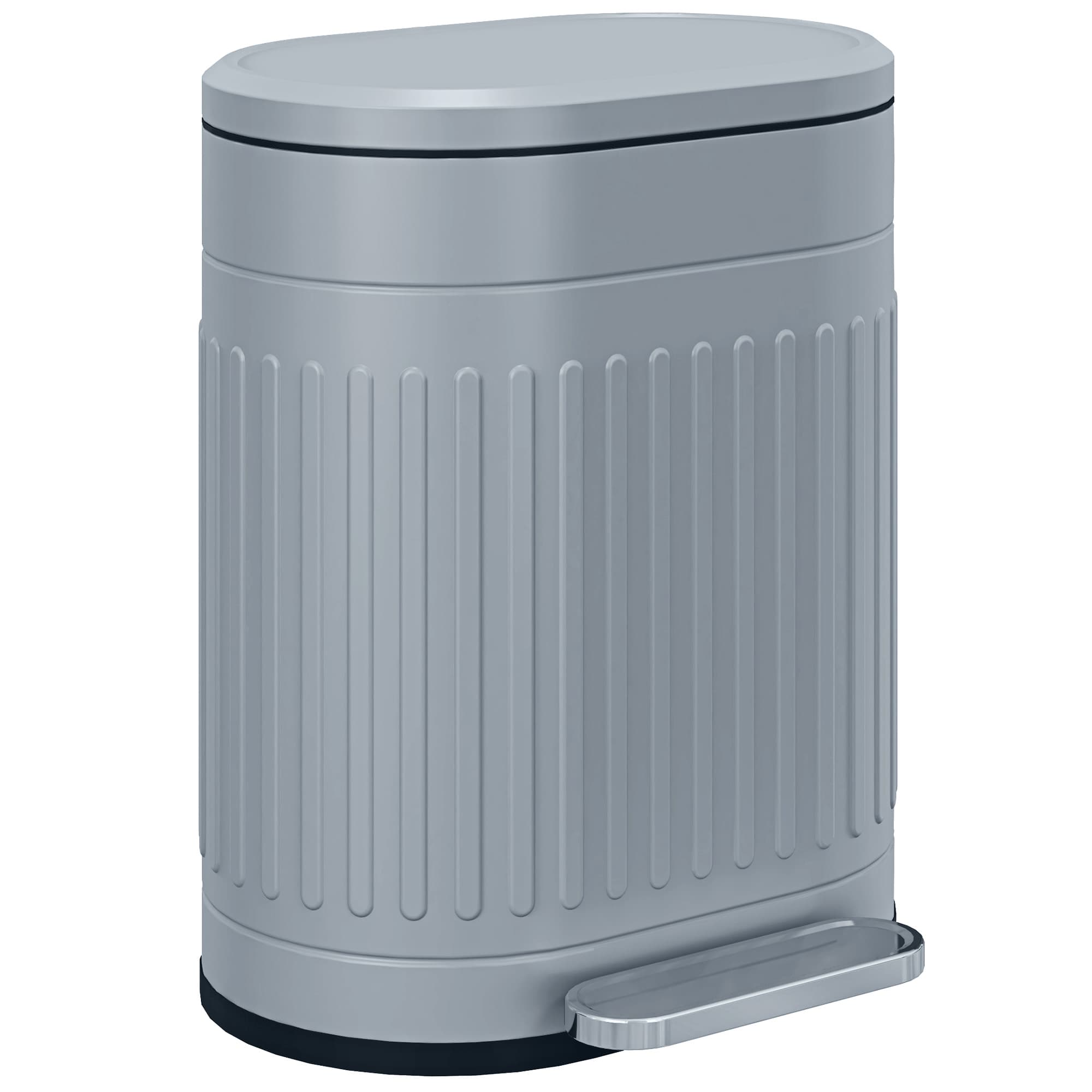 HOMCOM 20 Litre Pedal Bin, Fingerprint Proof Kitchen Bin w/ Soft-close Lid, Metal Rubbish Bin w/ Foot Pedal & Removable Inner Bucket, Grey | Aosom UK