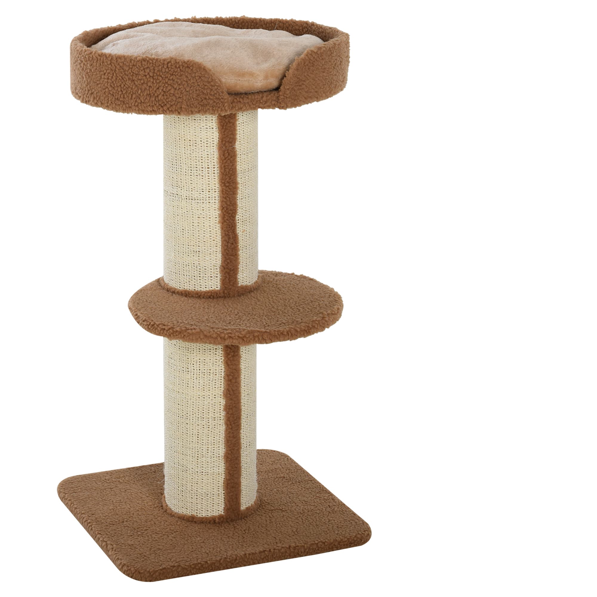 PawHut Cat Tree with Perches, Sisal Scratching Posts & Lamb Cashmere, Activity Centre, Brown | Aosom UK