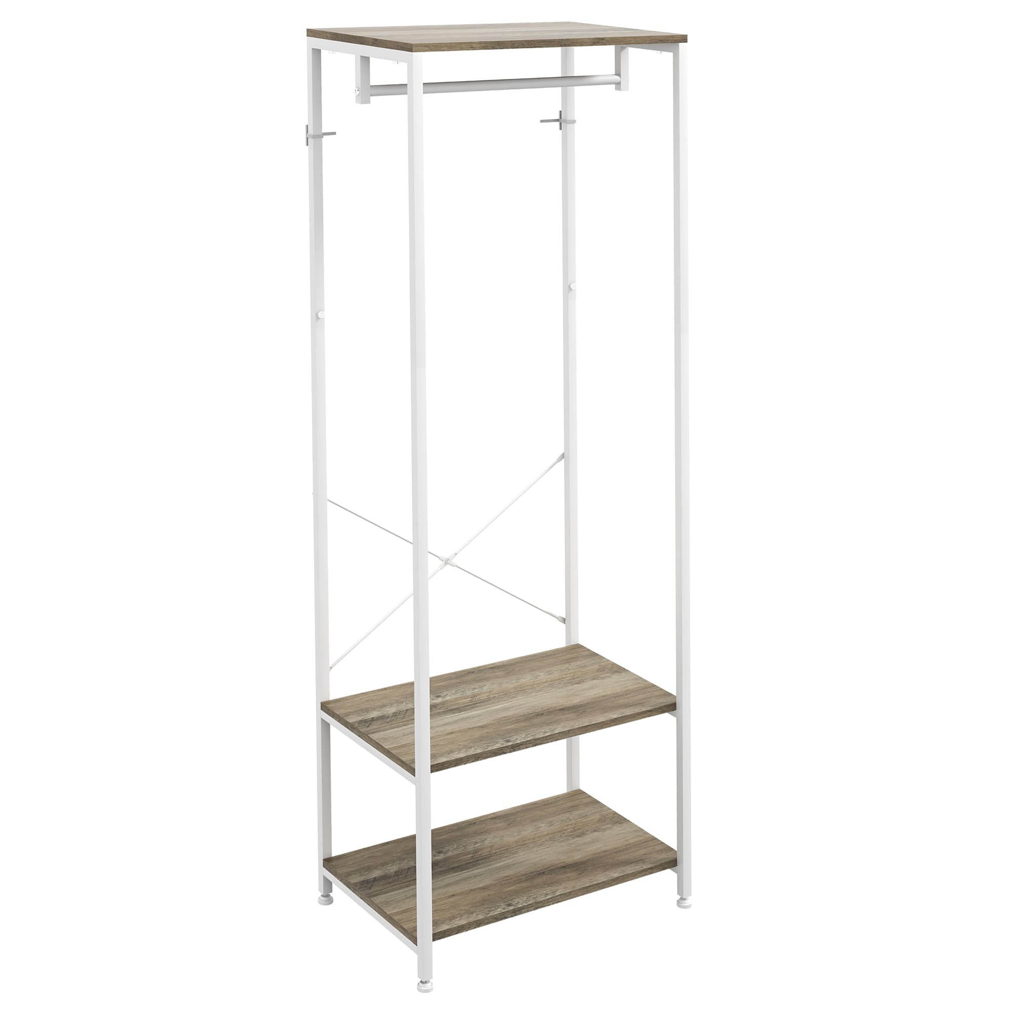 HOMCOM Hallway Coat Rack and Shoe Bench Tree - Grey | Aosom UK