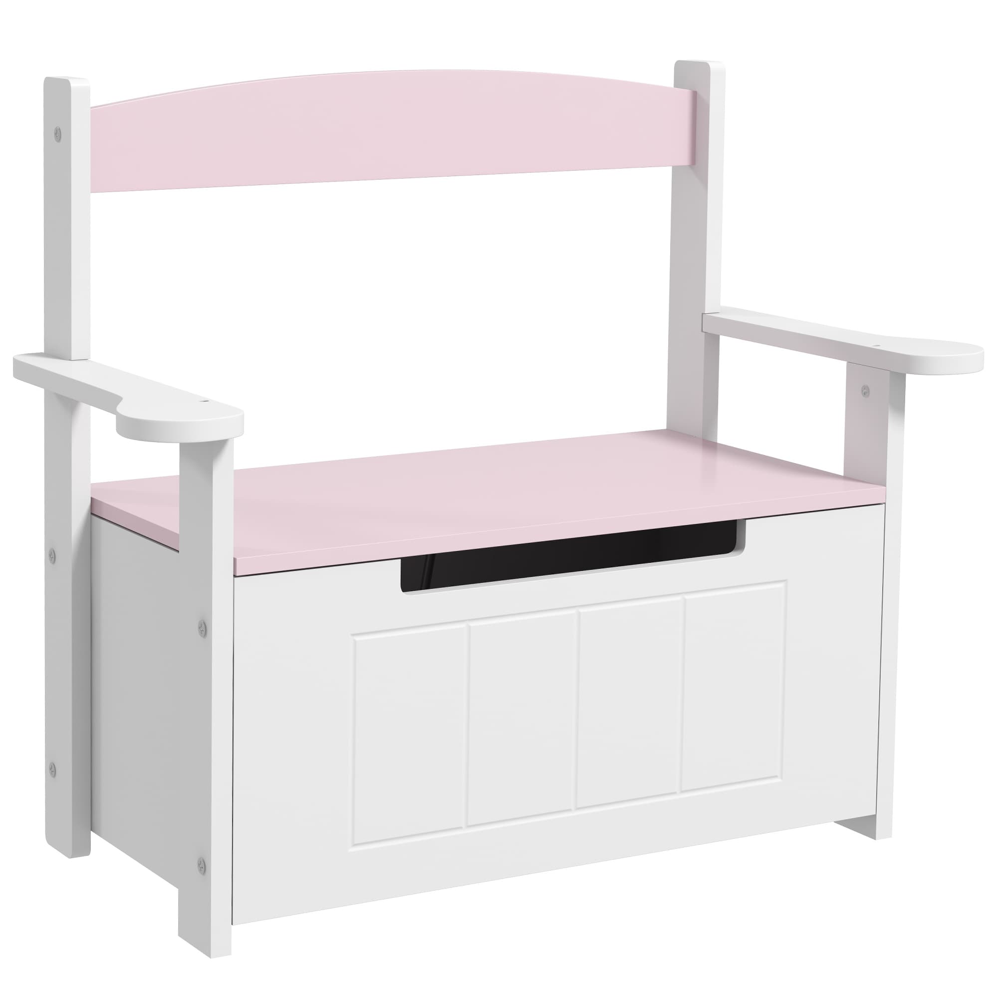 AIYAPLAY 2-in-1 Toy Box for Kids with Lid for Bedroom, Nursery, Playroom, Pink | Aosom UK