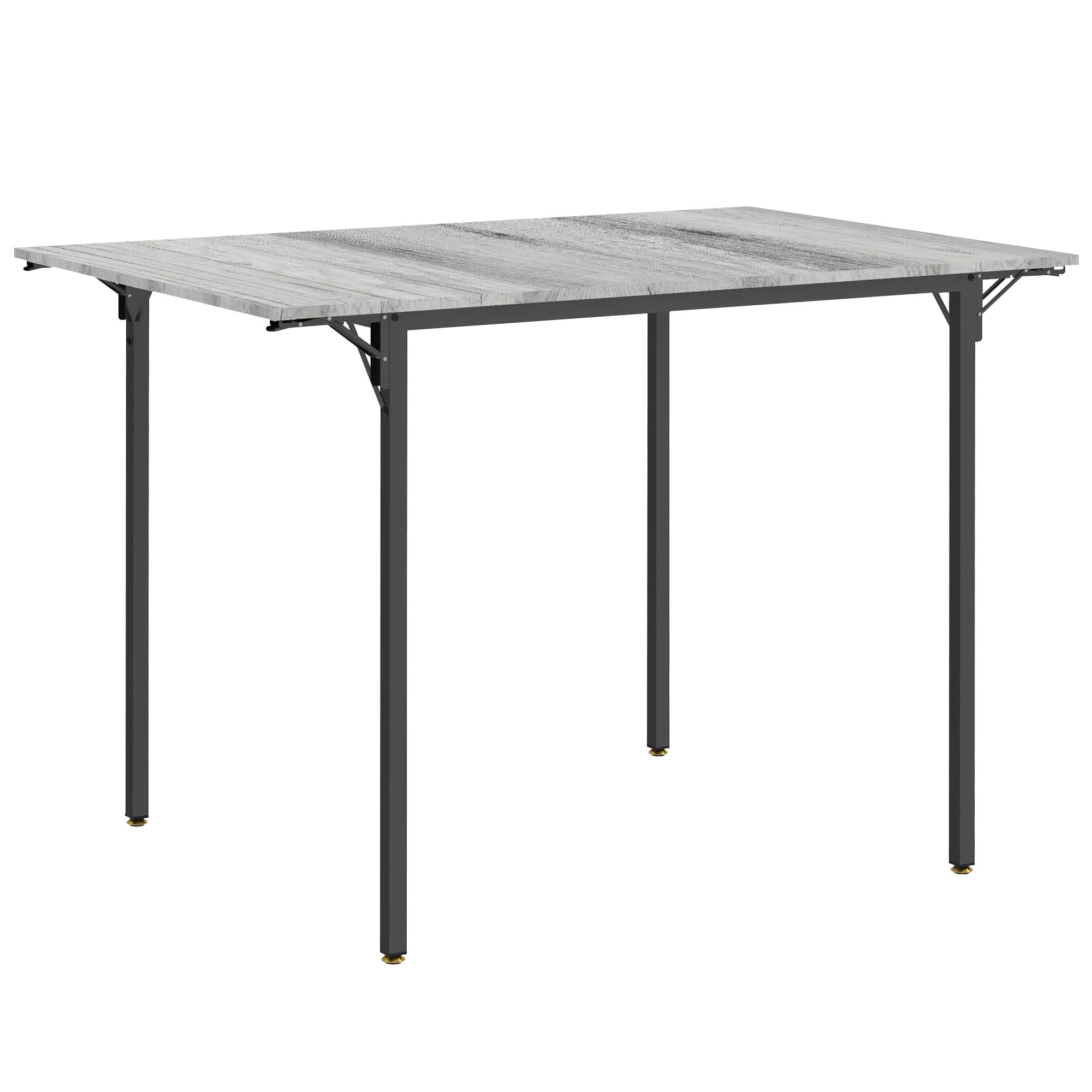 HOMCOM Folding Kitchen Table for 2-4 People, Drop Leaf Dining Table, Space-Saving Design for Small Homes, Grey | Aosom UK