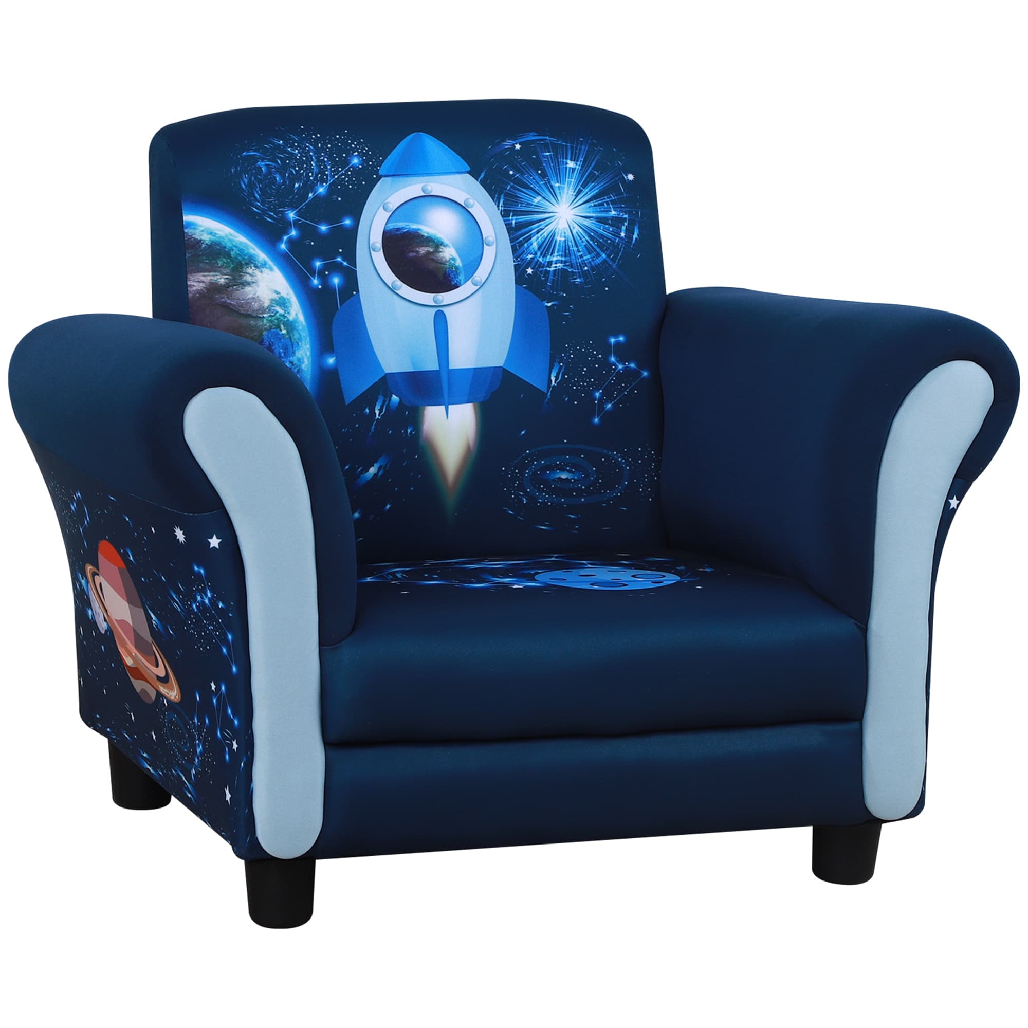 HOMCOM Kids Armchair, Mini Sofa Chair with Armrest, Comfortable, 59.5 x 43 x 46.5cm, Blue | Aosom UK