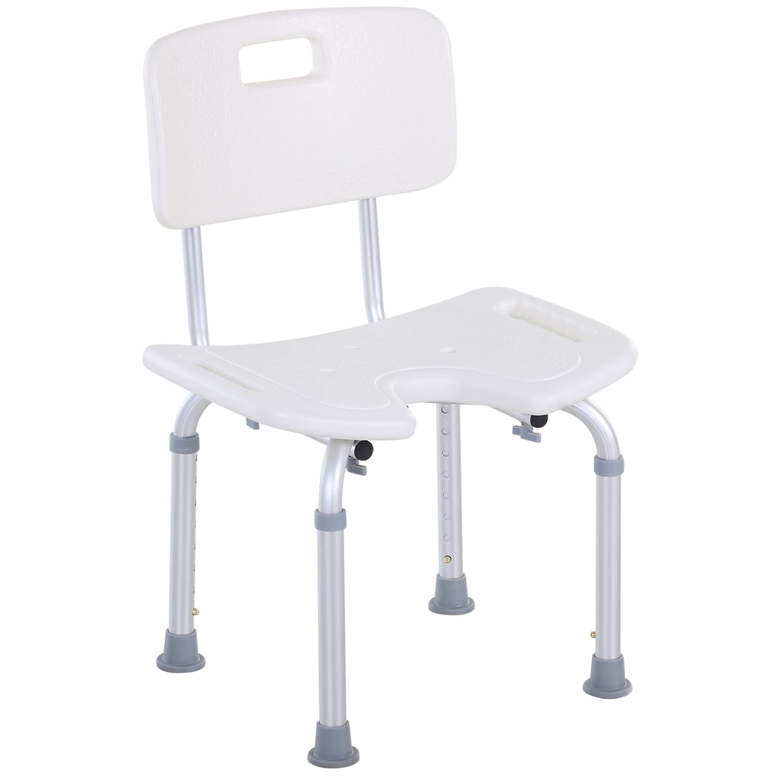 HOMCOM 8-Level Height Adjustable Bath Stool Spa Shower Chair Aluminum w/ Non-Slip Feet and Handle, Load Capacity 136kg | Aosom UK
