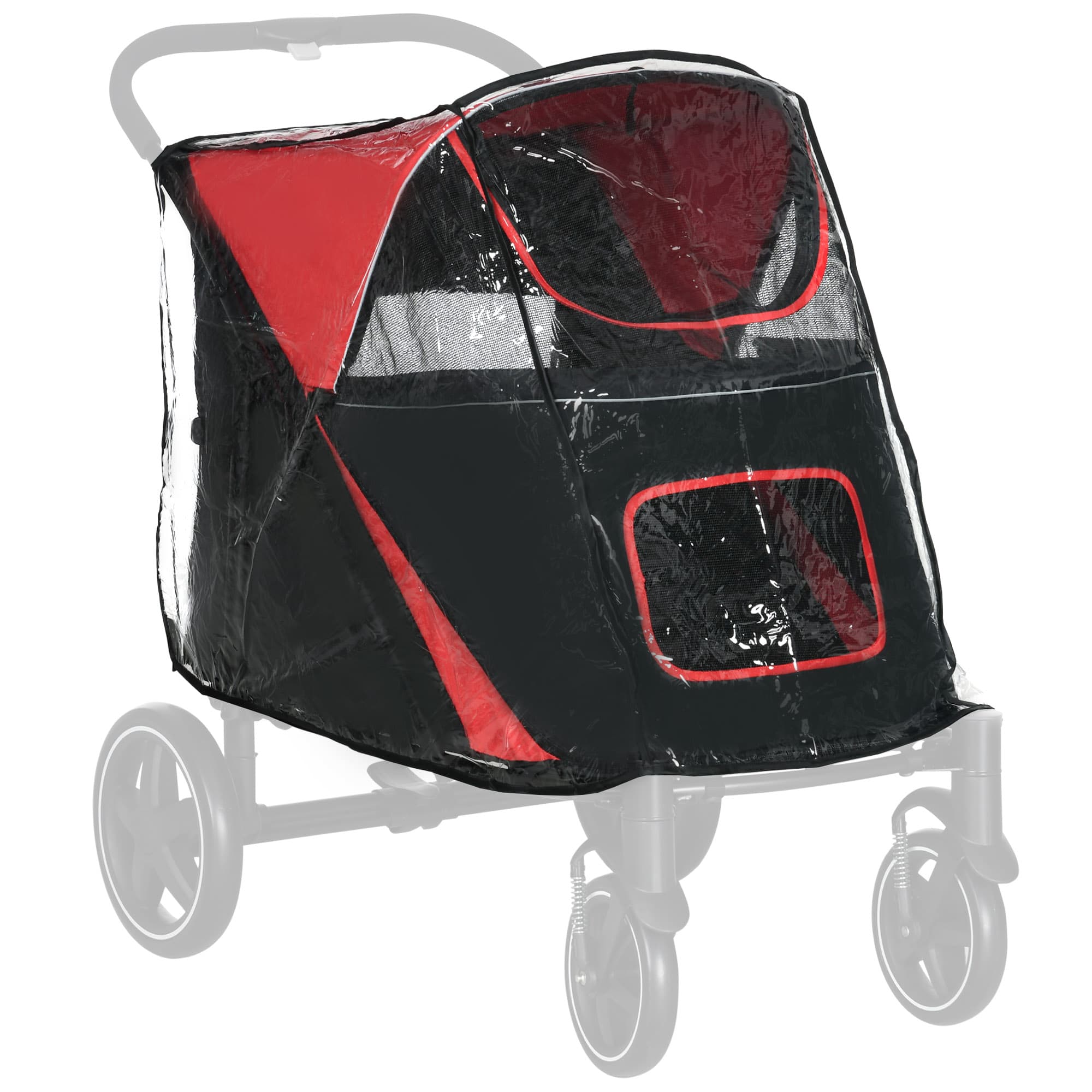 PawHut Rain Cover for Dog Stroller, Rain Cover for Stroller Buggy with Rear Entry, Durable & Waterproof, Grey | Aosom UK