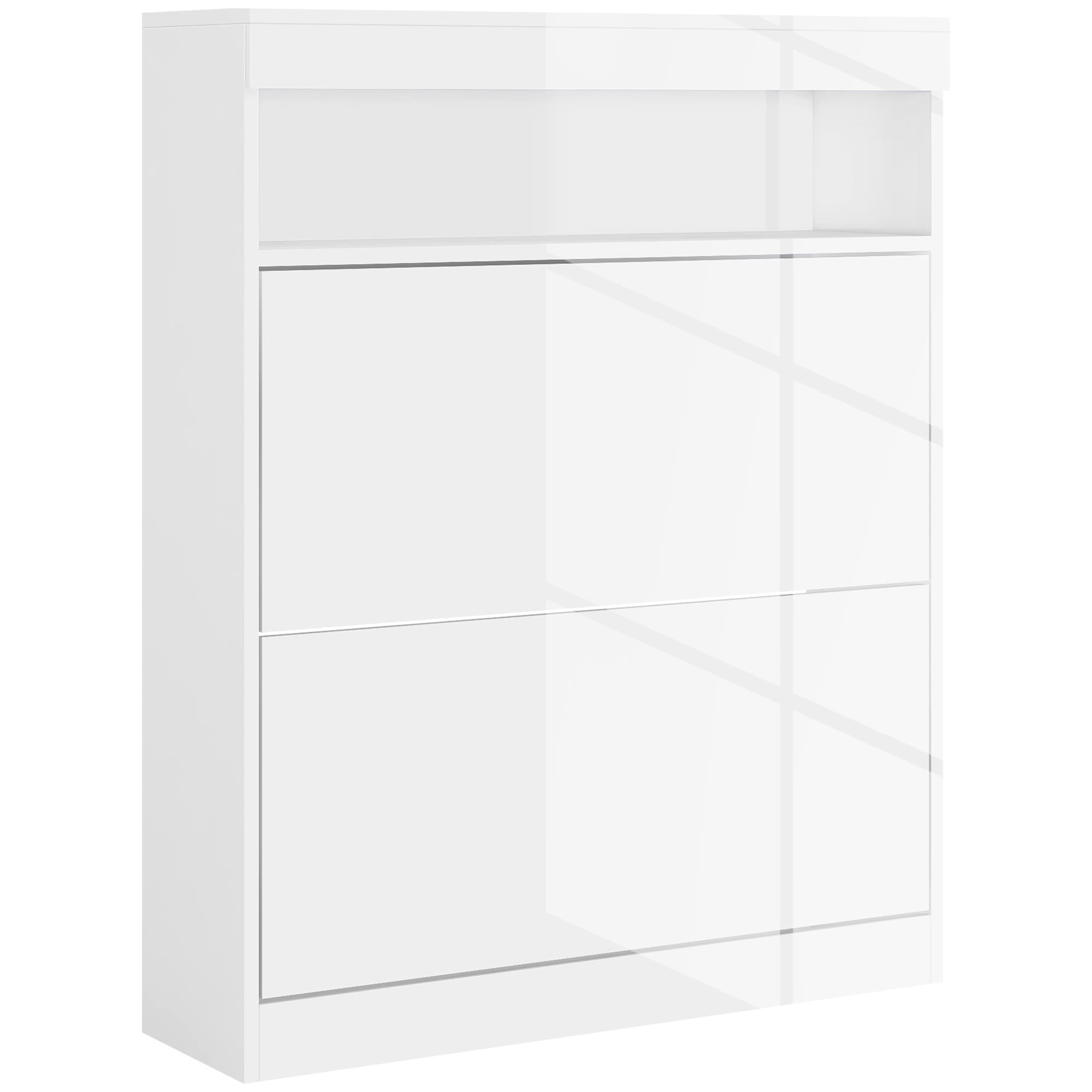 HOMCOM Shoe Storage Cabinet with Flip Doors, Space-Saving Design for Entryway, Hallway & Living Room, White | Aosom UK
