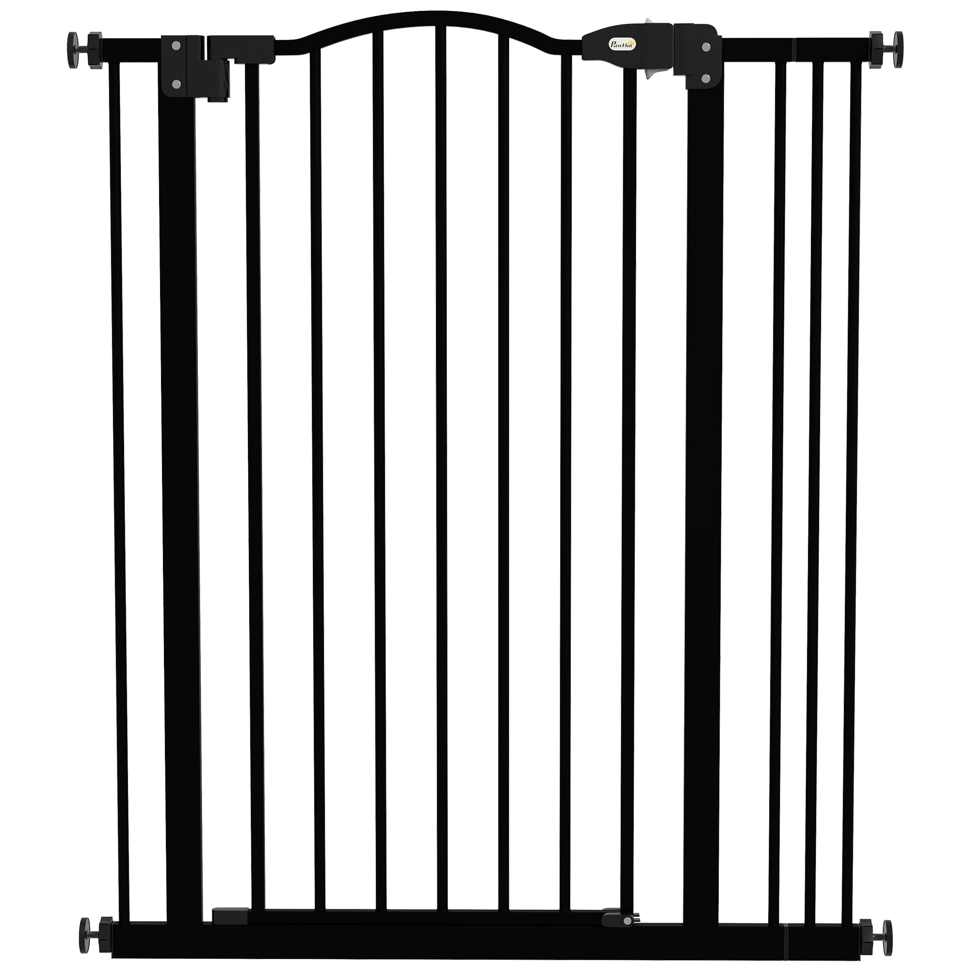 PawHut Safety Pet Gate, Metal Dog Fence, Adjustable 74-87cm, Foldable Design, Sleek Black | Aosom UK
