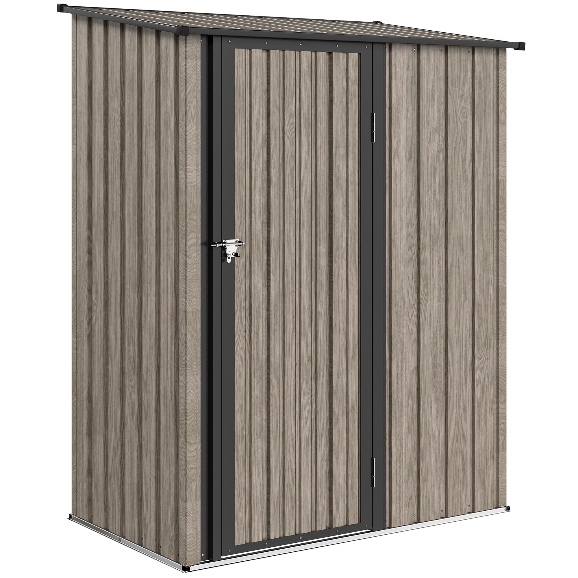 Outsunny 5x3 Garden Shed Metal Construction with Sloped Roof, Lockable Door, Perfect for Gardeners & DIY Enthusiasts, Light Grey | Aosom UK