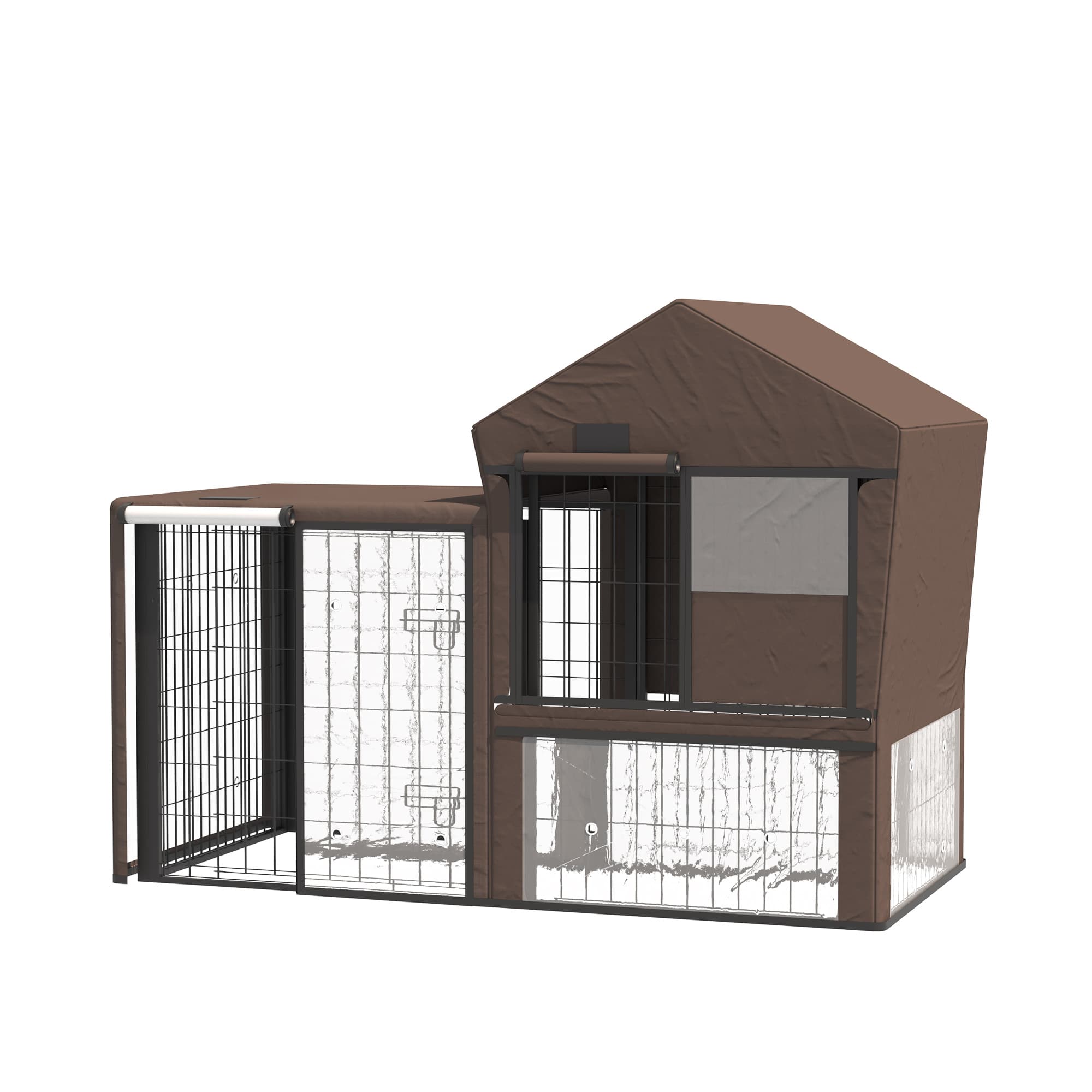 PawHut Water-Resistant Rabbit Hutch Cover: Breathable Pets Cage Protector for Guinea Pigs, Chocolate Brown | Aosom UK