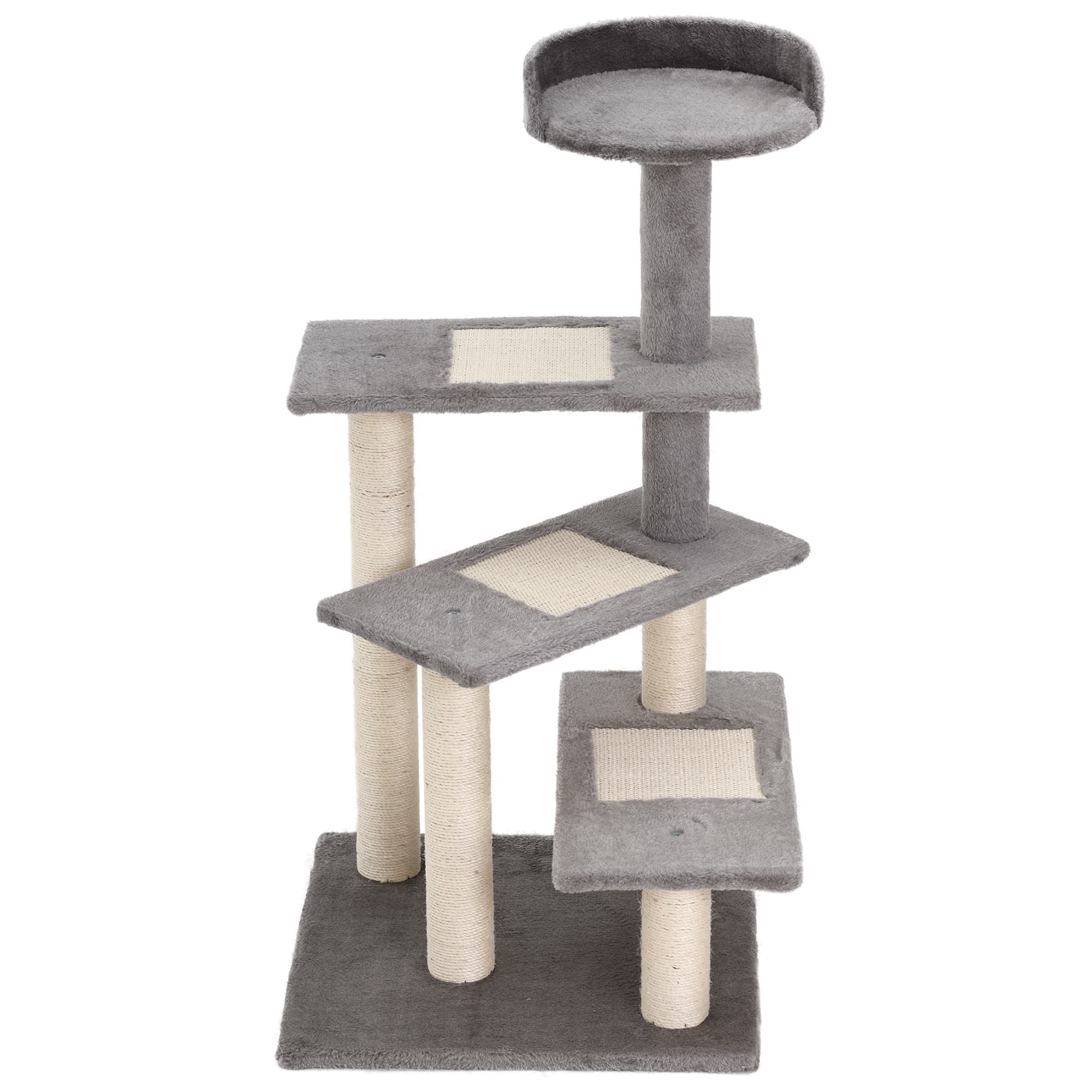 PawHut 100cm Cat Tree Uk Cat Tower Cat Tree for Large Cats, Solid Particle Board for Long Term Use, Beige & Grey | Aosom UK