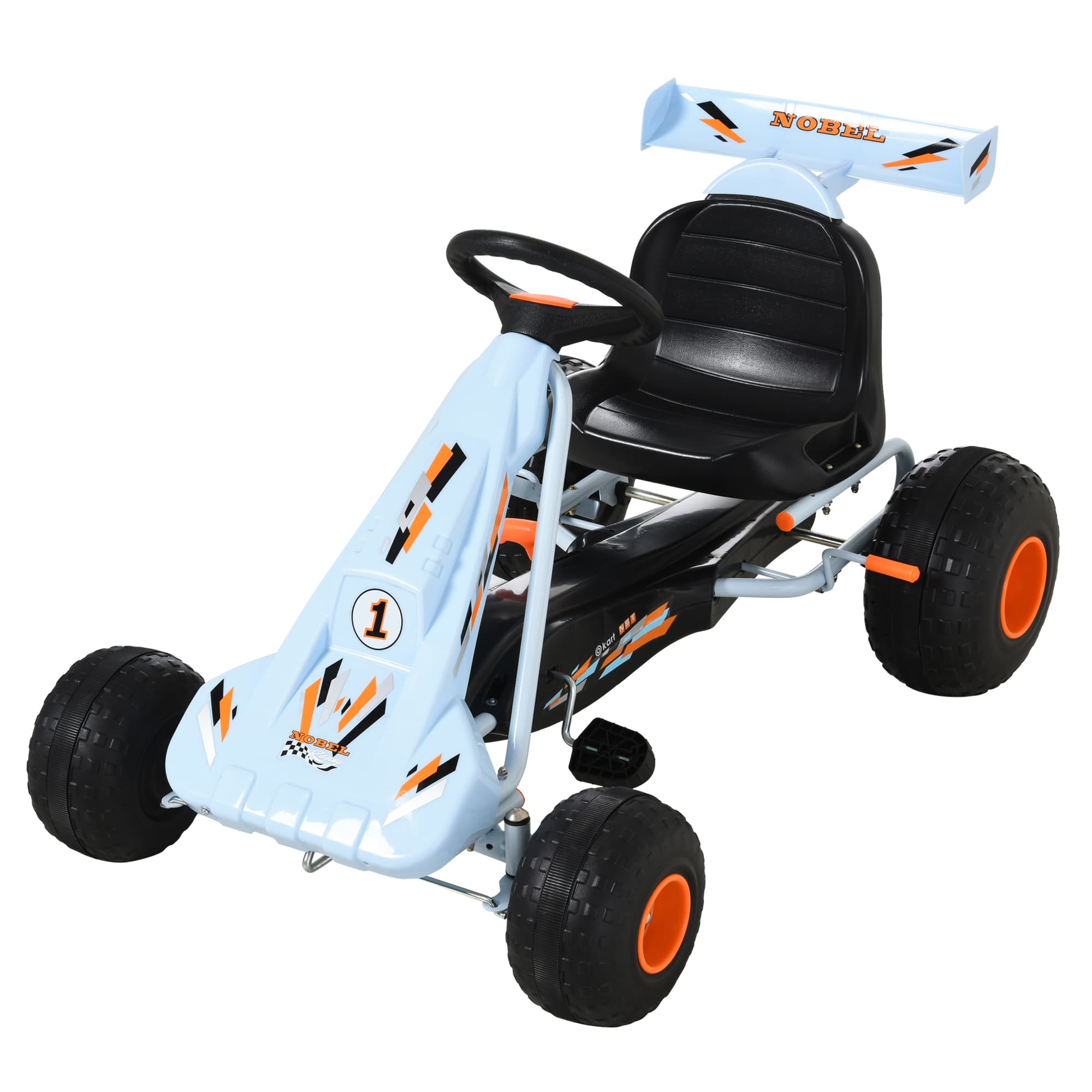 HOMCOM Kids Adjustable Seat PP Pedal Go-Kart Blue/Orange | Aosom UK