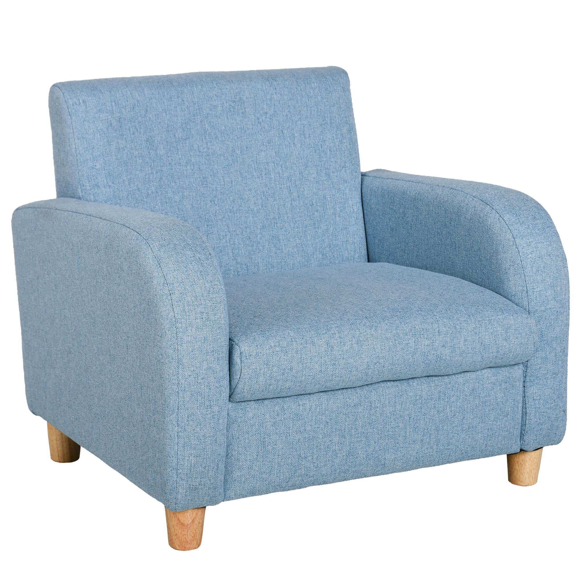 HOMCOM Kids Sofa Mini Sofa Armchair Wood Frame Anti-Slip Legs High Back Bedroom Playroom Furniture for 3-6 Ages, Cat Scratch Anti, Blue | Aosom UK