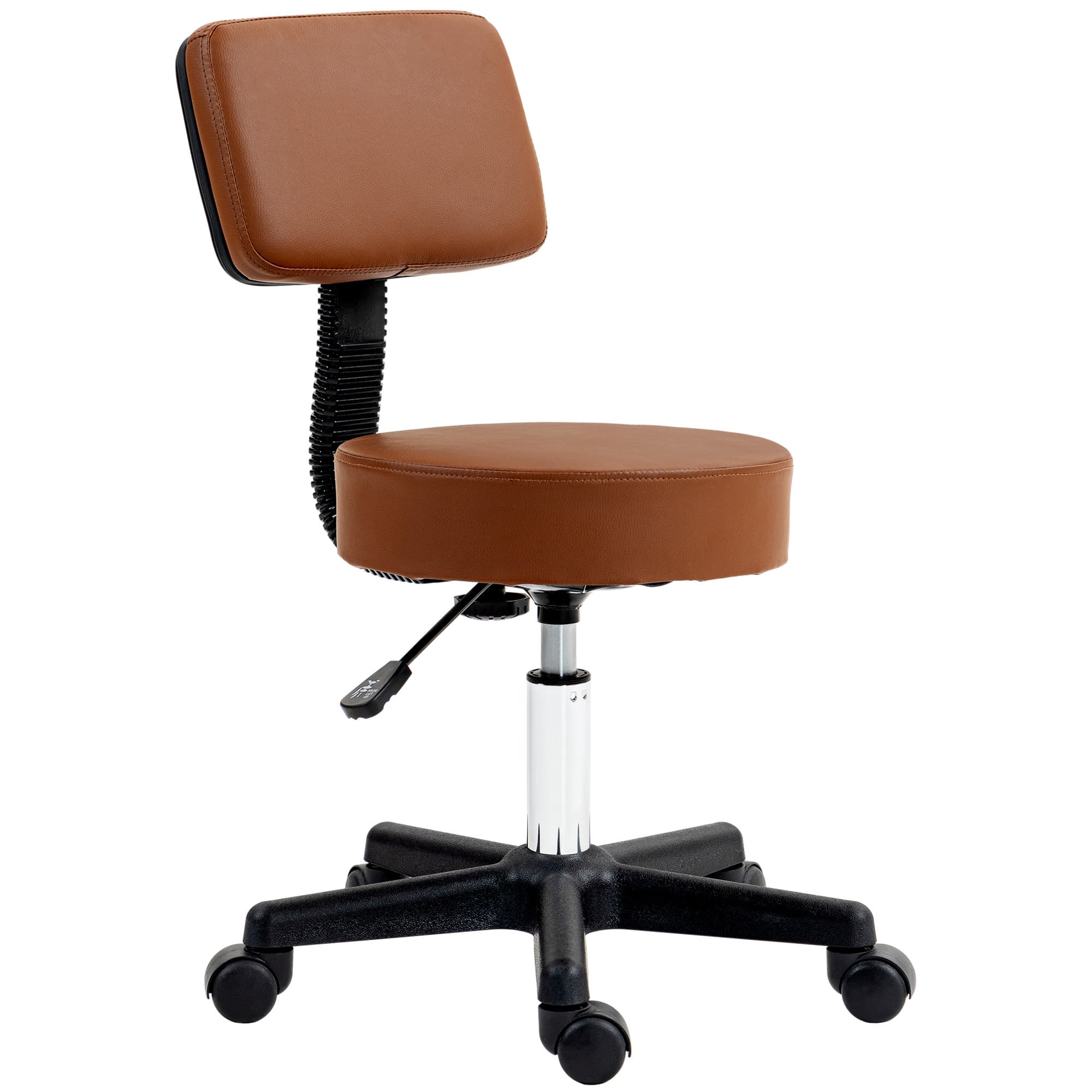 HOMCOM Beautician's Swivel Salon Chair w/ Padded Seat Back 5 Wheels Adjustable Height Salon Hairdressers Tattoo Spa Rolling Cushion 48cm | Aosom UK