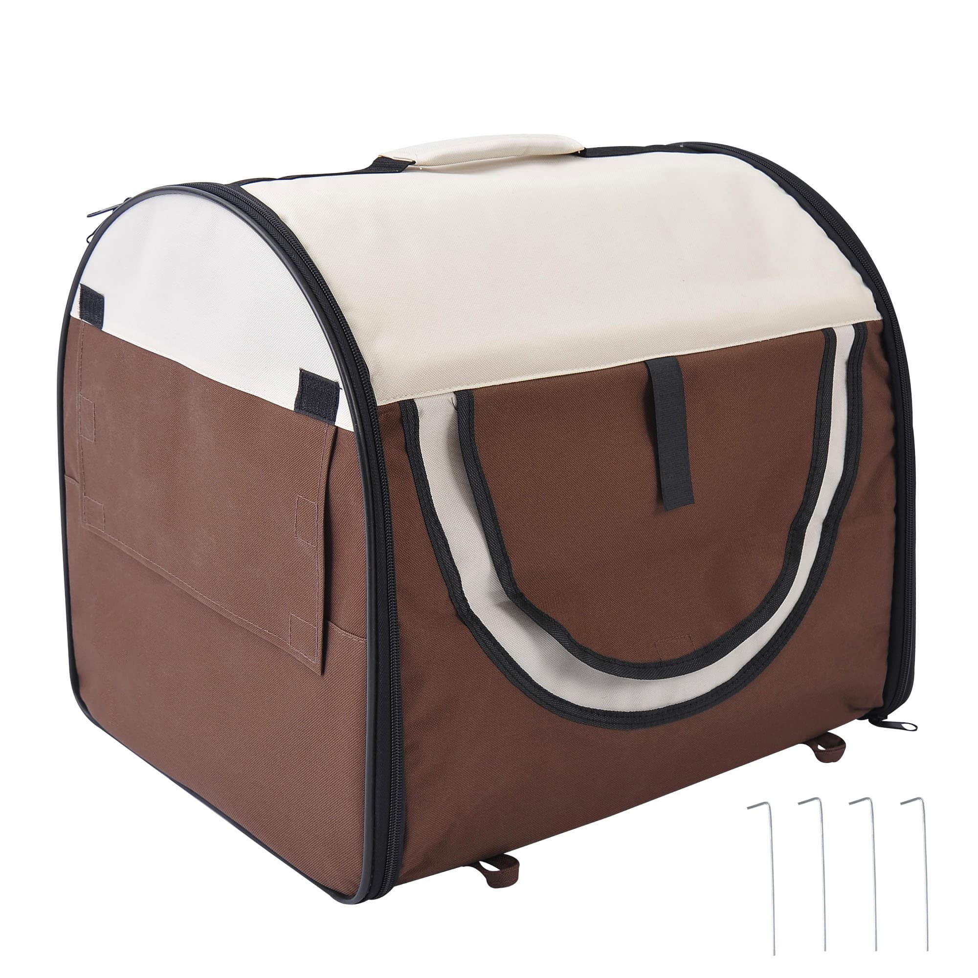 Pawhut Soft Pet Carrier, Foldable Cat and Dog Travel Bag, Breathable Fabric Crate, 46 x 36 x 41 cm, Brown. | Aosom UK