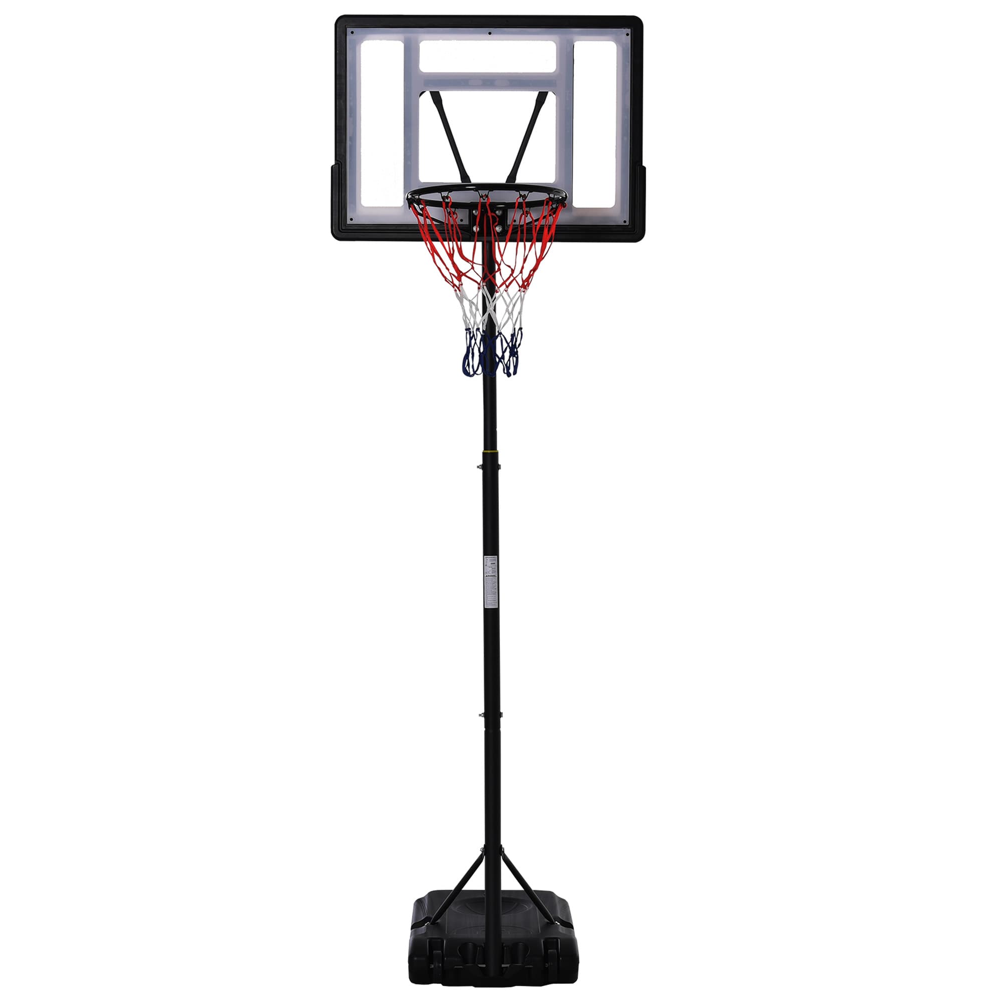 HOMCOM Height Adjustable Basketball Hoop and Stand, Free Standing Basketball Hoop System with Fillable Base and Wheels, for Teens Junior  | Aosom UK