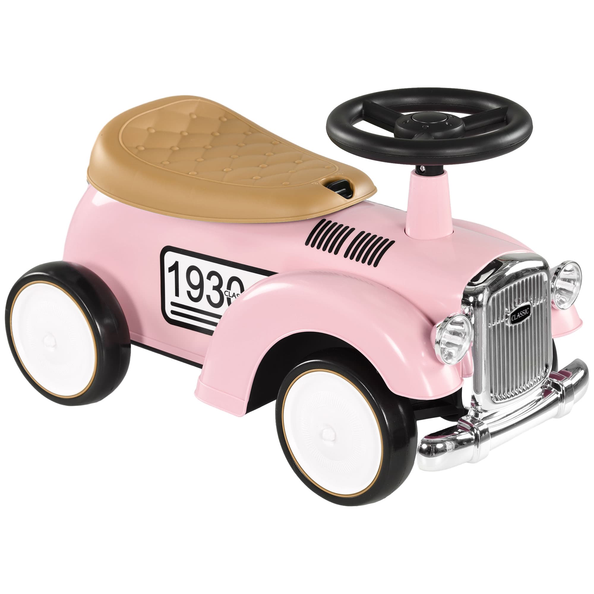 AIYAPLAY Foot To Floor Slider for Toddlers with Under Seat Storage Ride on Sliding Car with Horn Aged 12-36 Months Pink | Aosom UK