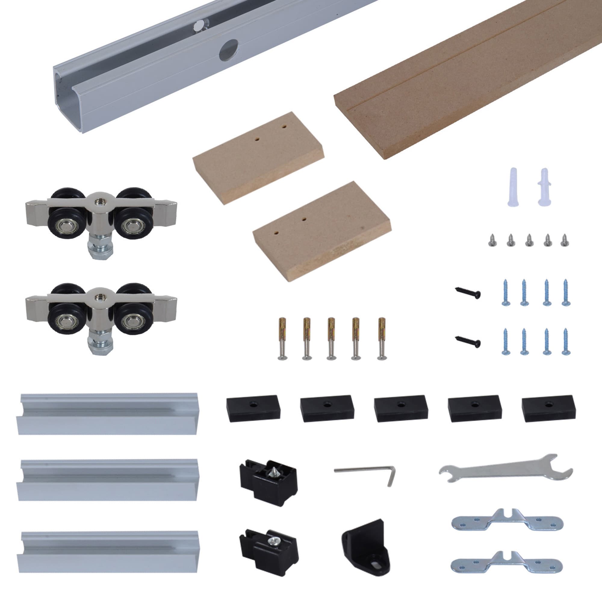 HOMCOM 6.5FT /2000mm Modern Sliding Barn Door Closet Hardware Track Kit Track System Unit For Single Wooden Door